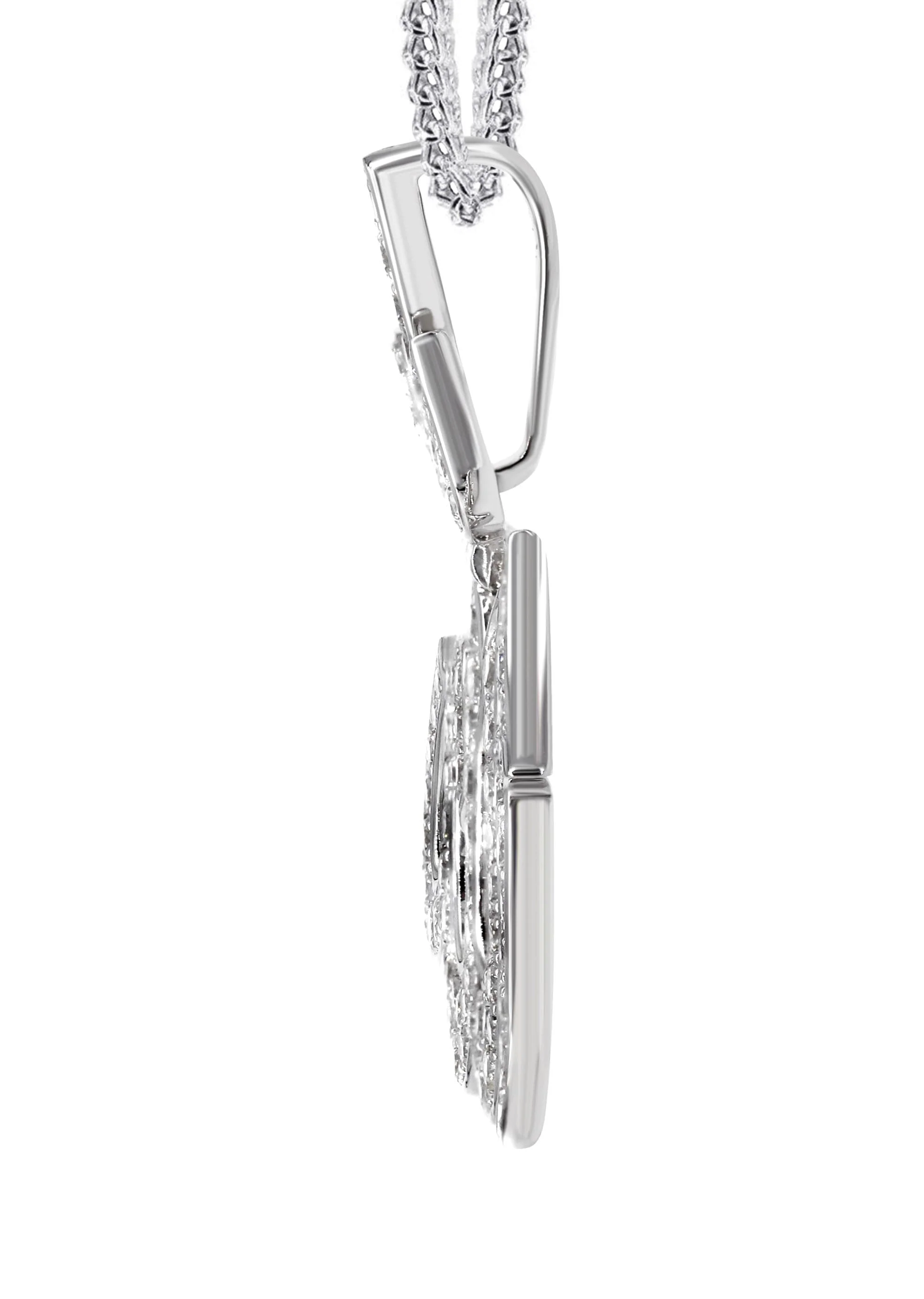 14K White Gold Diamond Allah Necklace | 1.14 Carats - Image 4