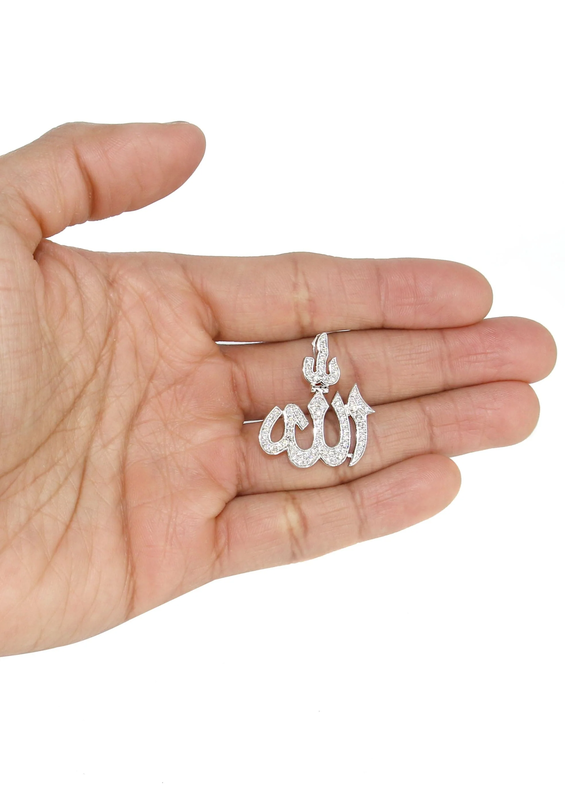 14K White Gold Diamond Allah Necklace | 1.14 Carats - Image 5