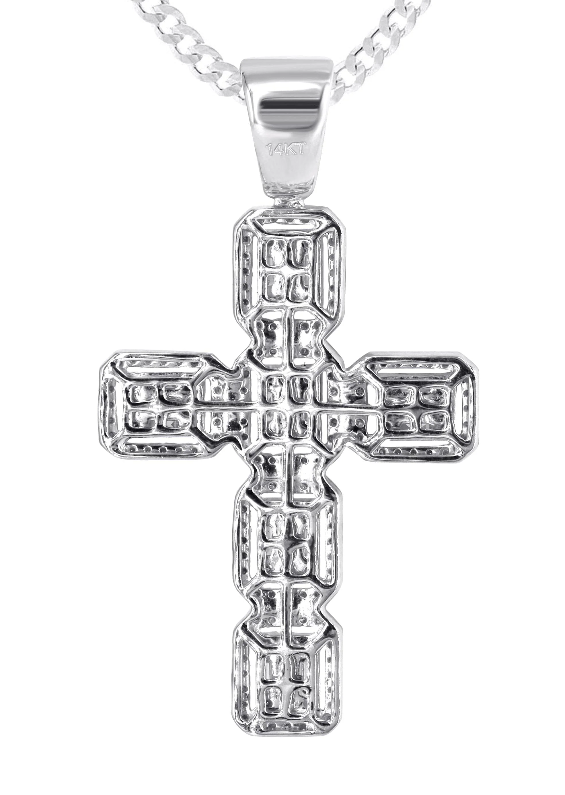 14K White Gold Diamond Cross Necklace | 2.88 Carats - Image 3