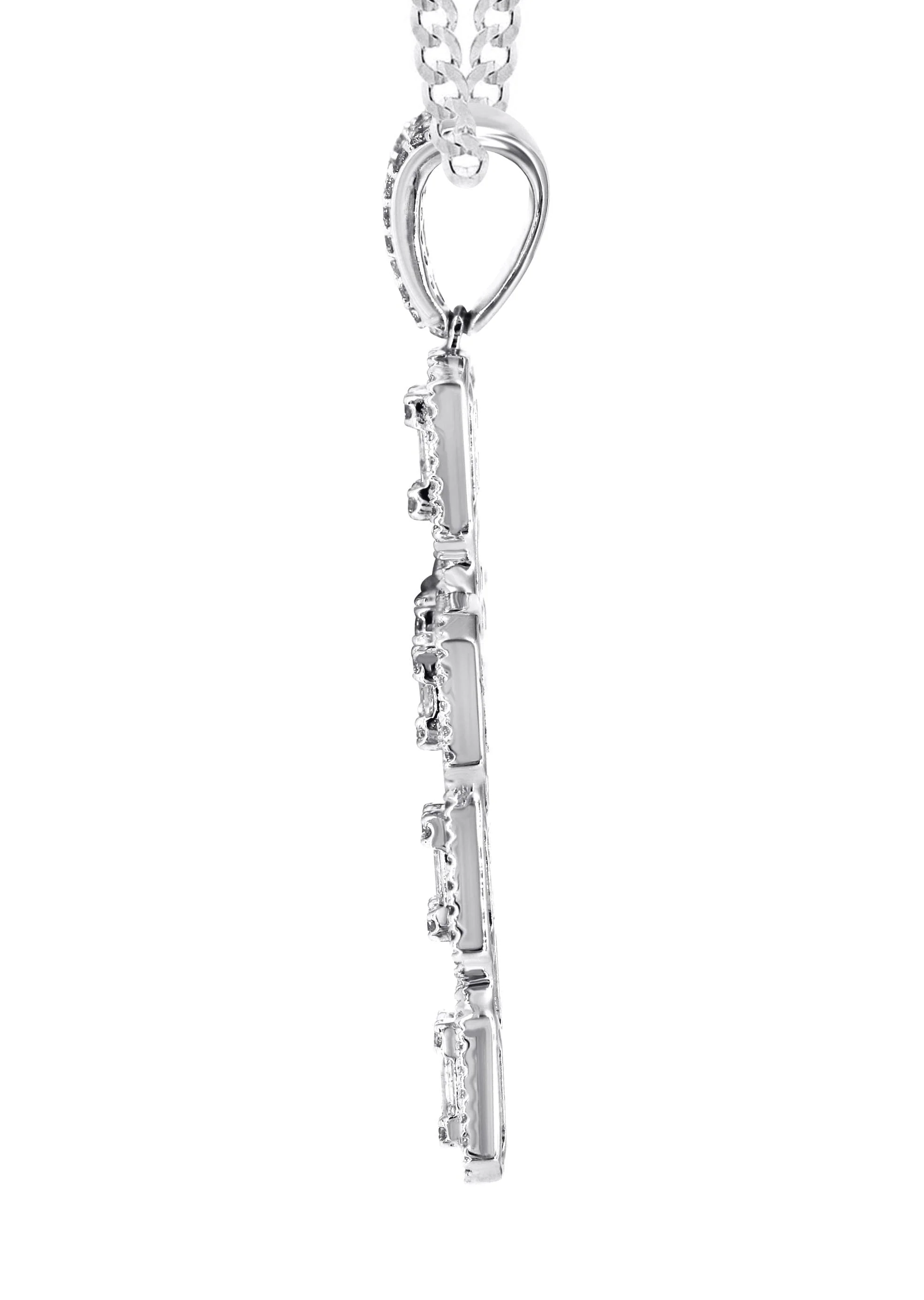 14K White Gold Diamond Cross Necklace | 2.88 Carats - Image 4