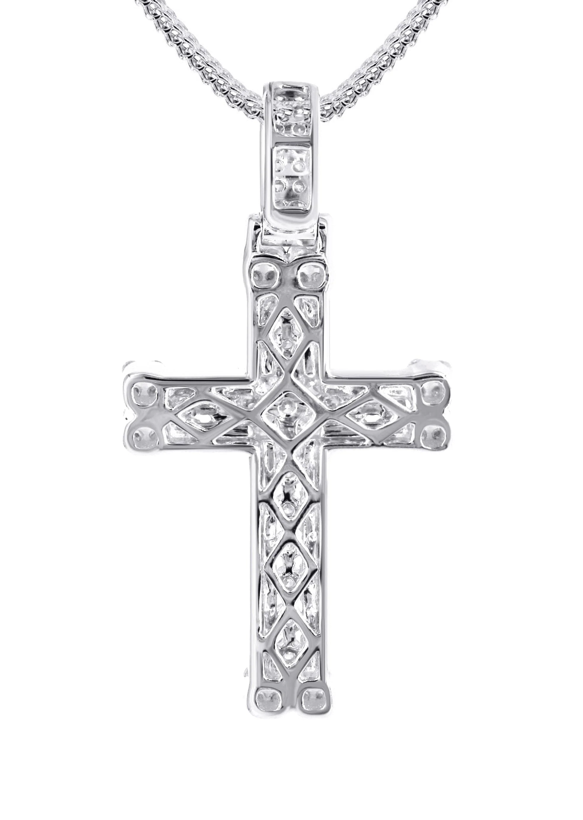 14K White Gold Diamond Cross Necklace | 1.04 Carats - Image 3