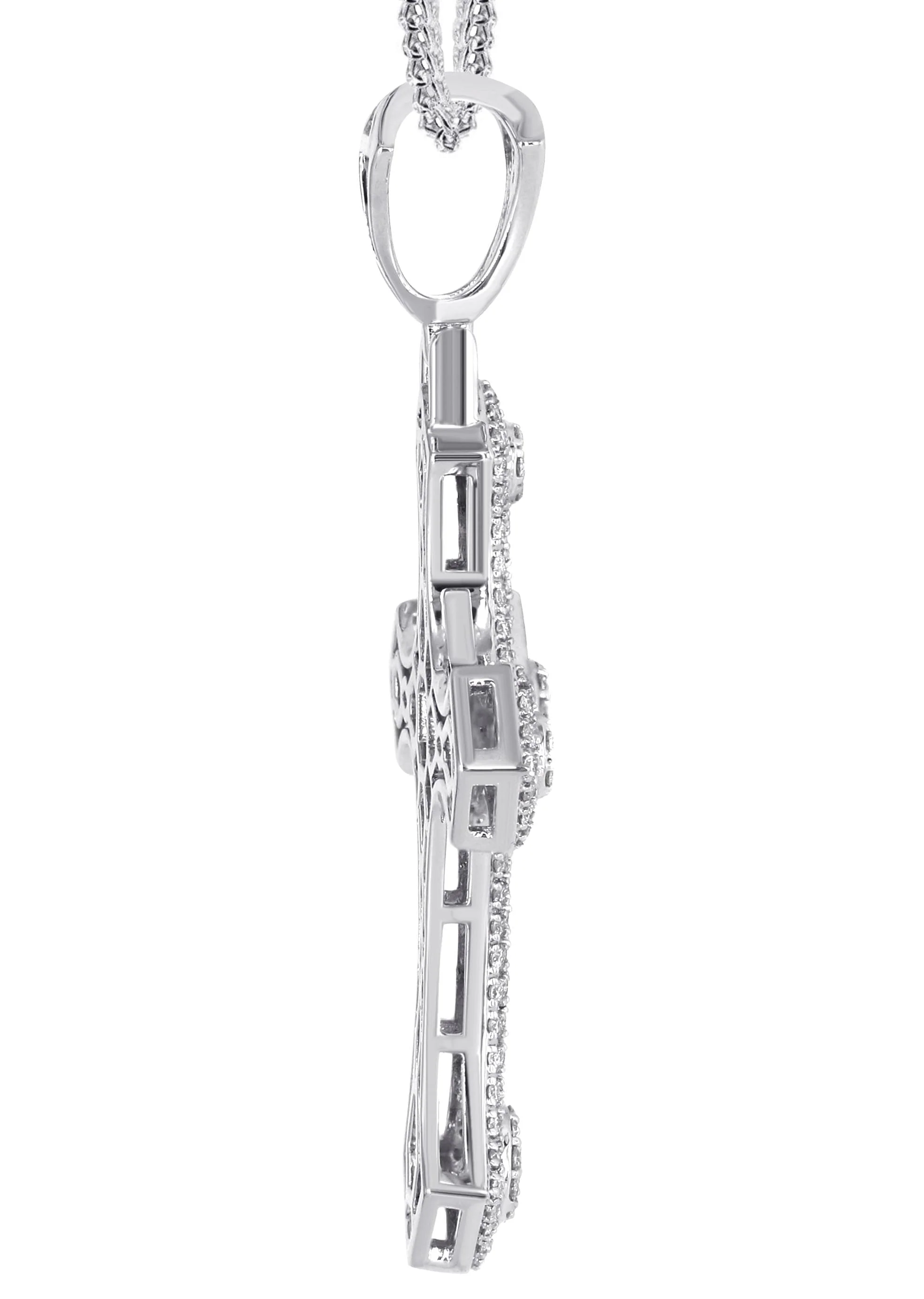 14K White Gold Diamond Cross Necklace | 1.46 Carats - Image 4