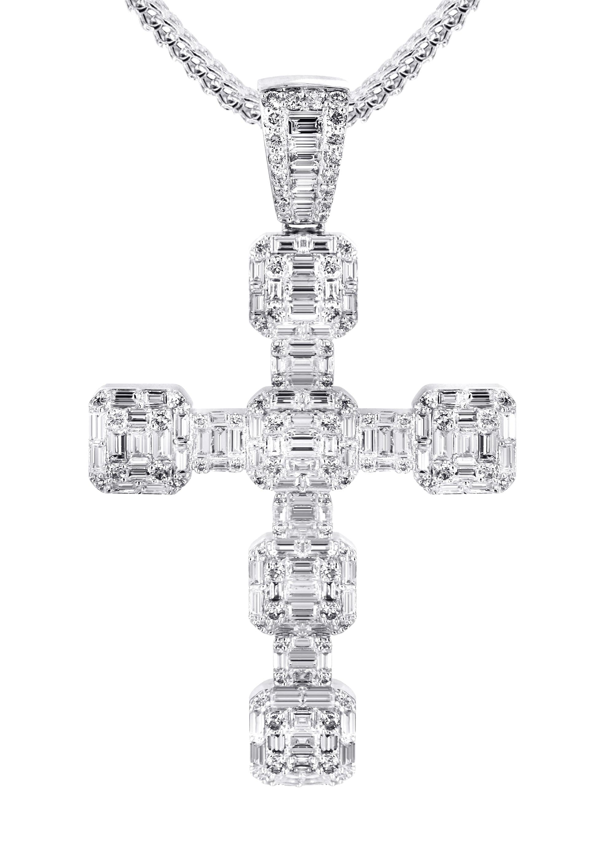 14K White Gold Diamond Cross Necklace | 2.68 Carats - Image 2