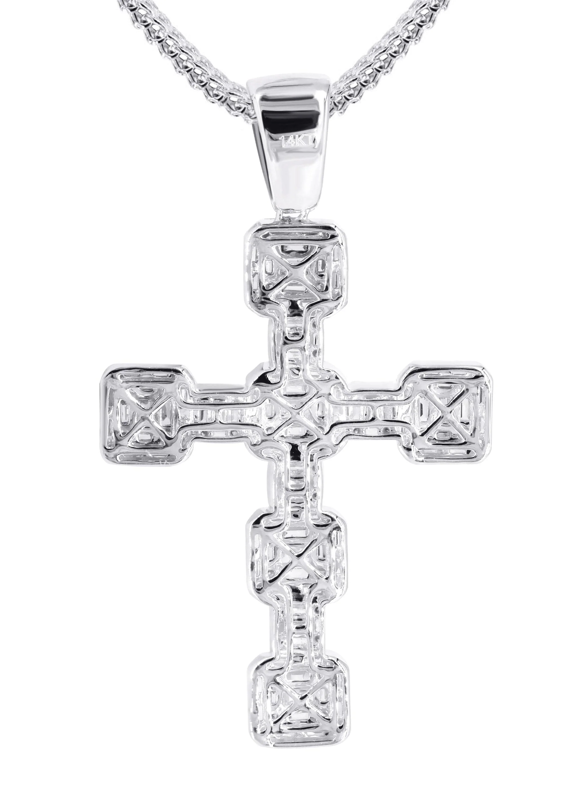 14K White Gold Diamond Cross Necklace | 2.68 Carats - Image 3