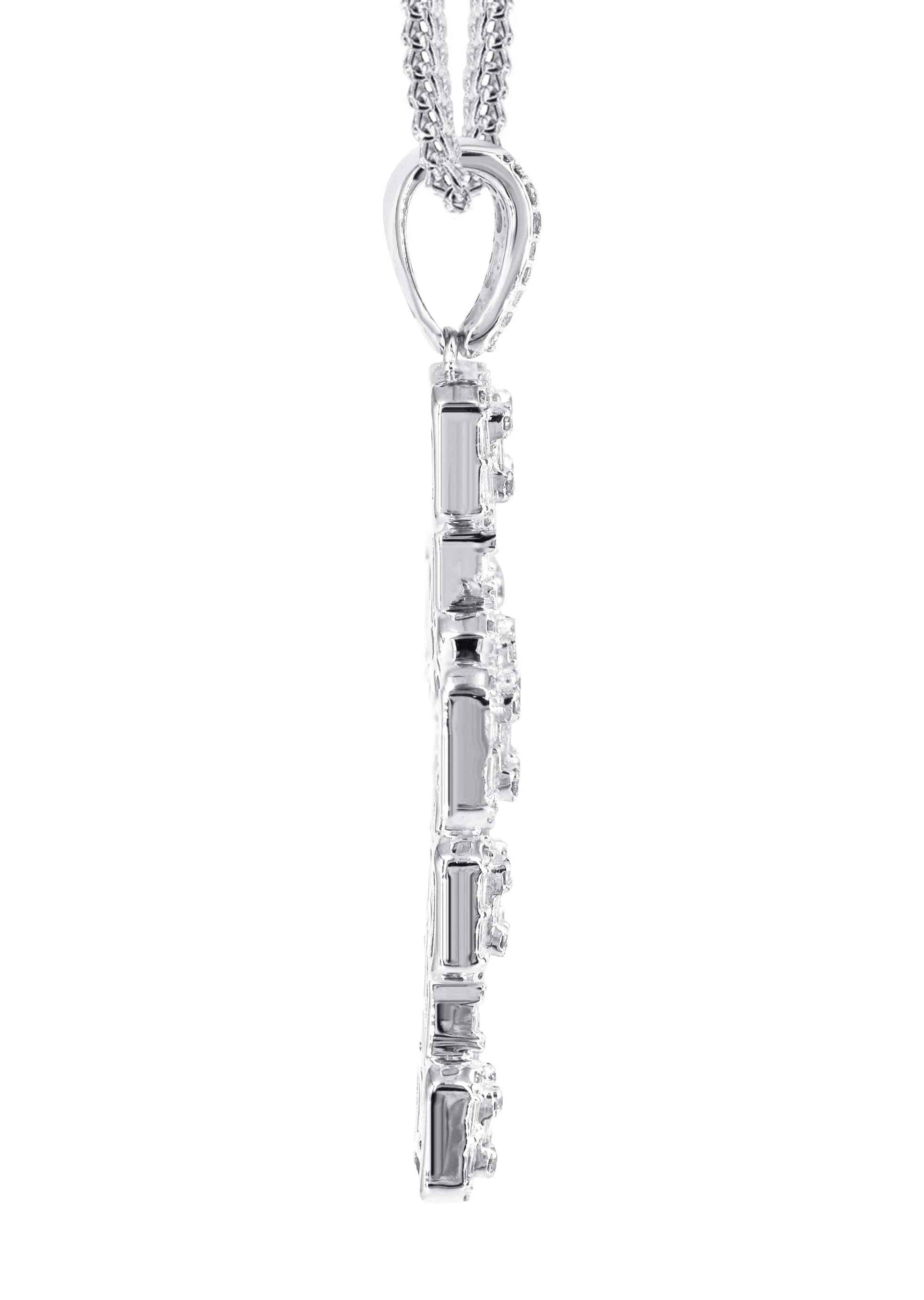 14K White Gold Diamond Cross Necklace | 2.68 Carats - Image 4