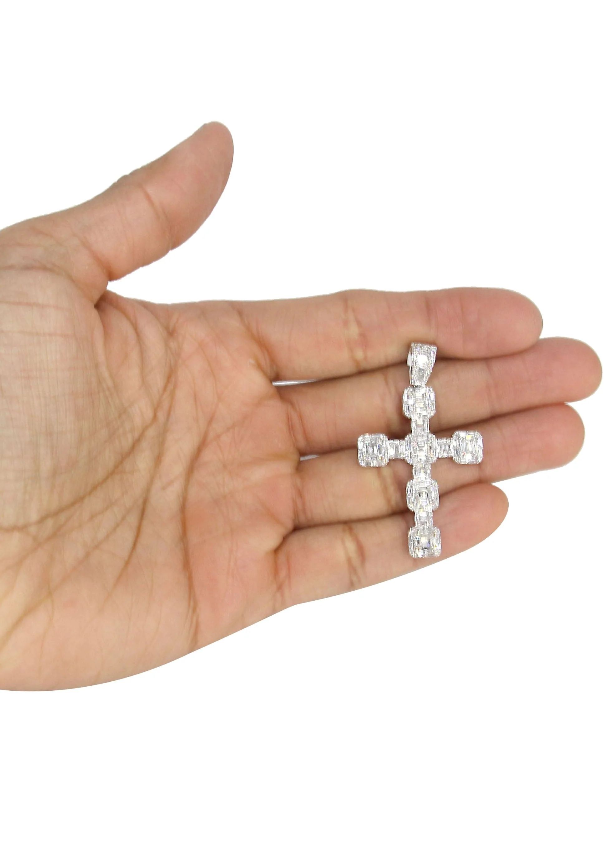 14K White Gold Diamond Cross Necklace | 2.68 Carats - Image 5