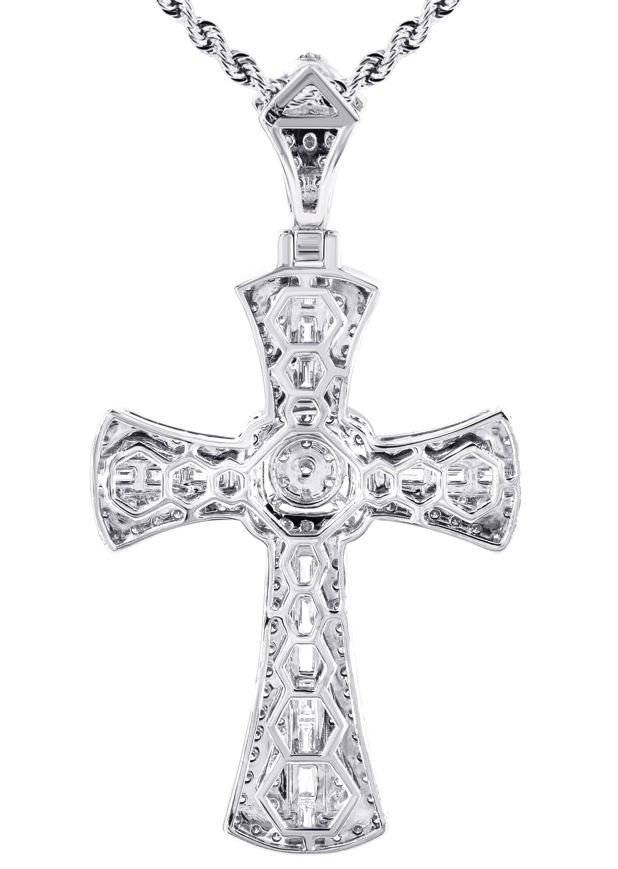 14K White Gold Diamond Cross Necklace | 2.46 Carats - Image 3