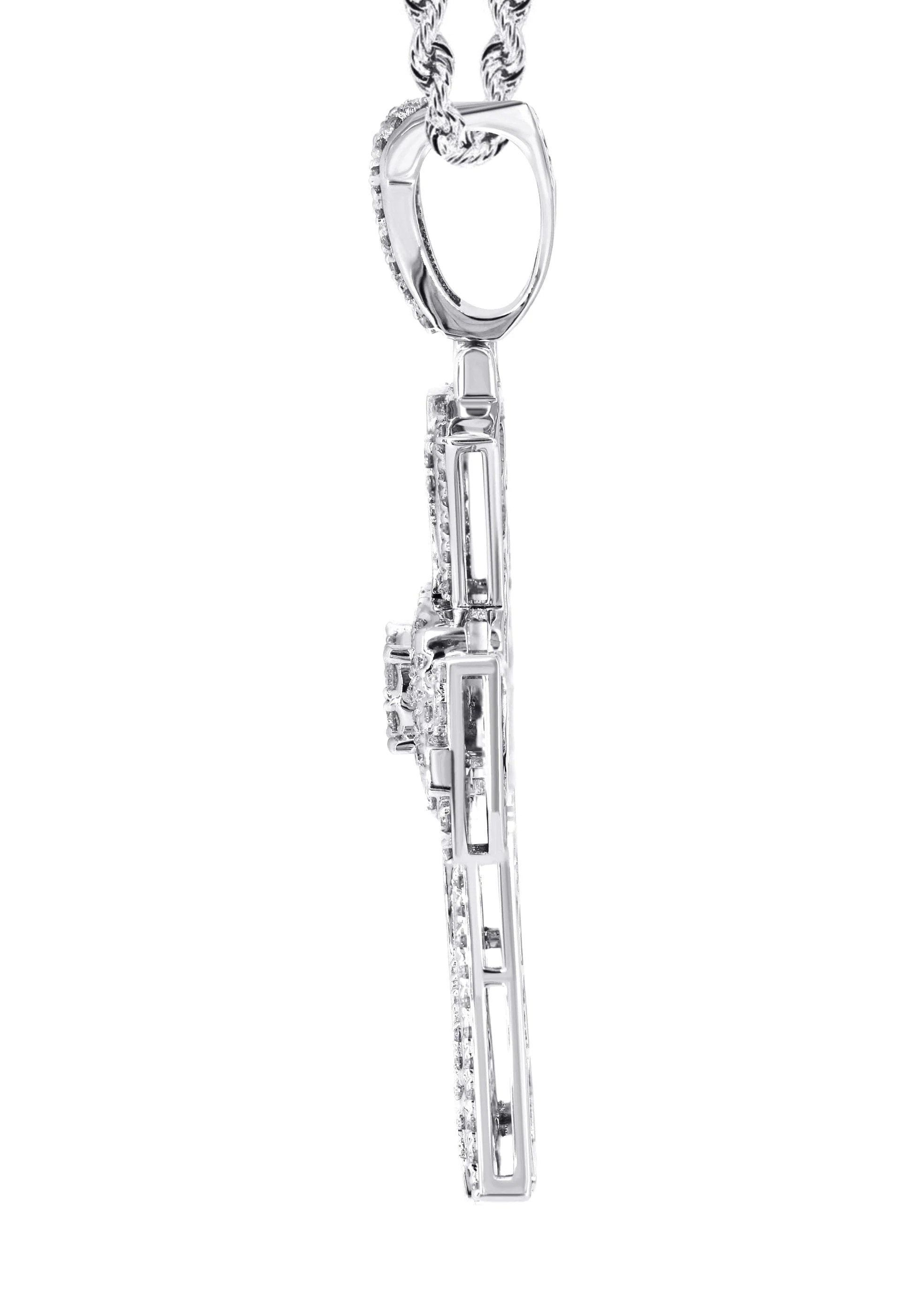 14K White Gold Diamond Cross Necklace | 2.46 Carats - Image 4