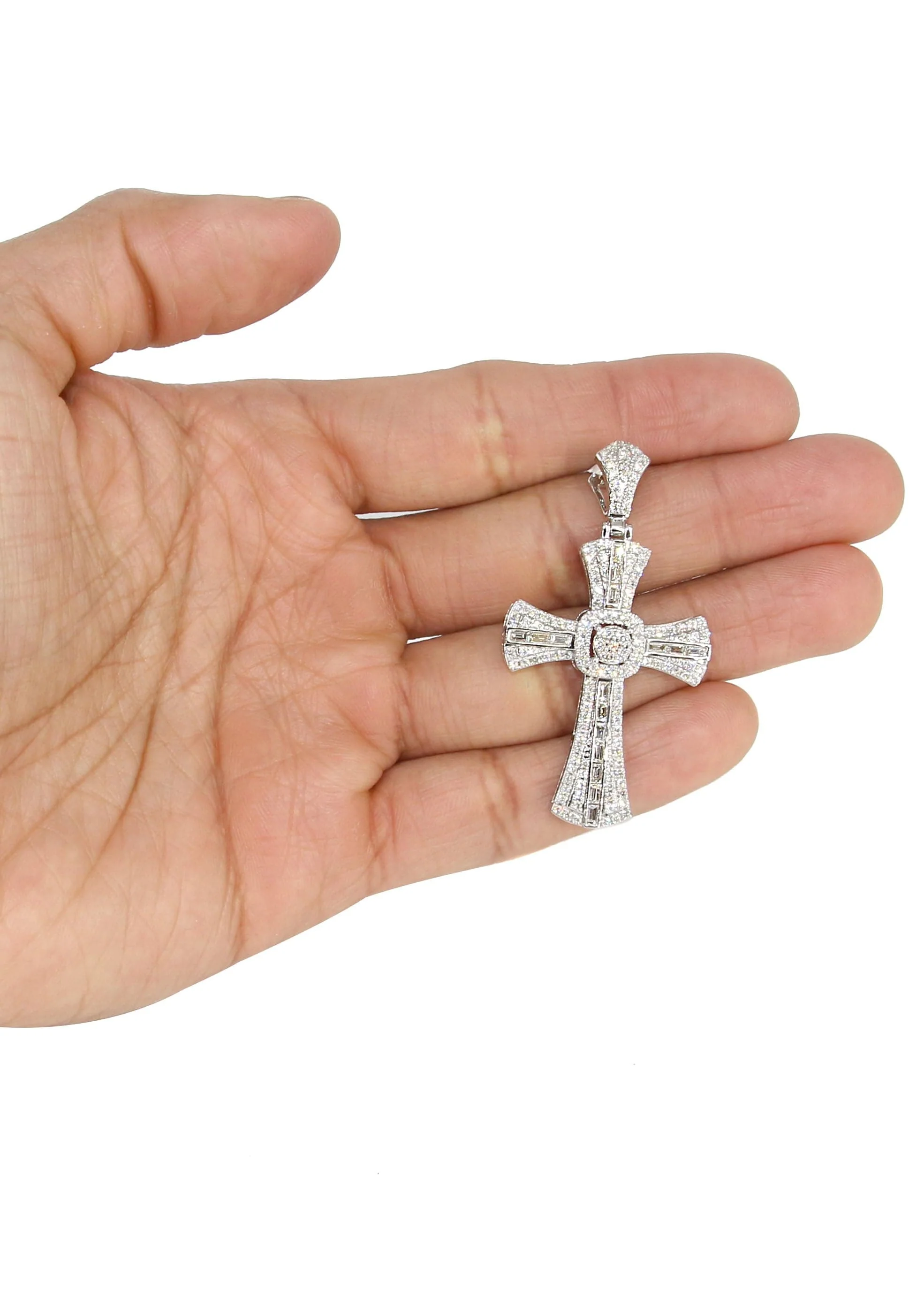 14K White Gold Diamond Cross Necklace | 2.46 Carats - Image 5