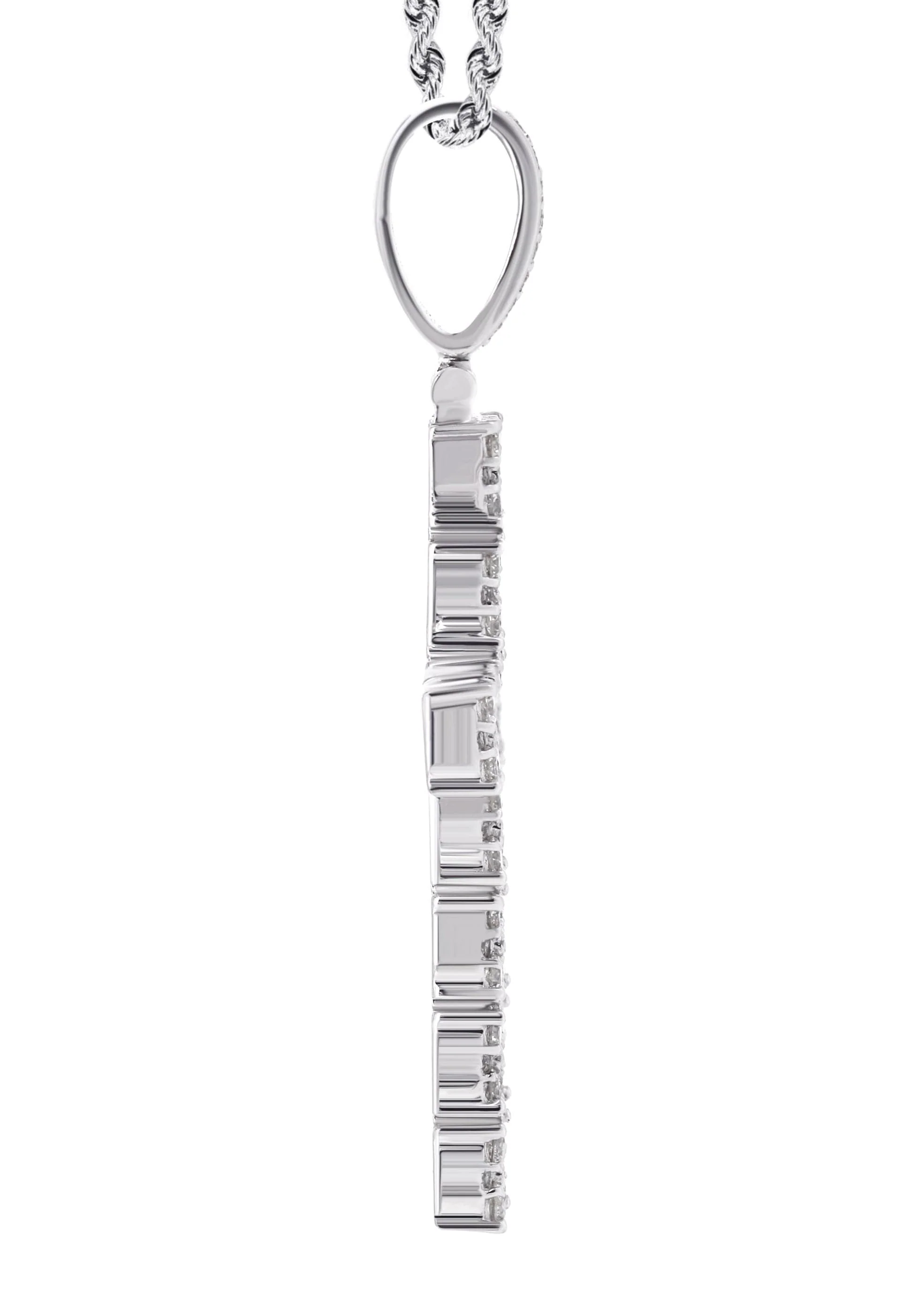 14K White Gold Diamond Cross Necklace | 1.6 Carats - Image 4