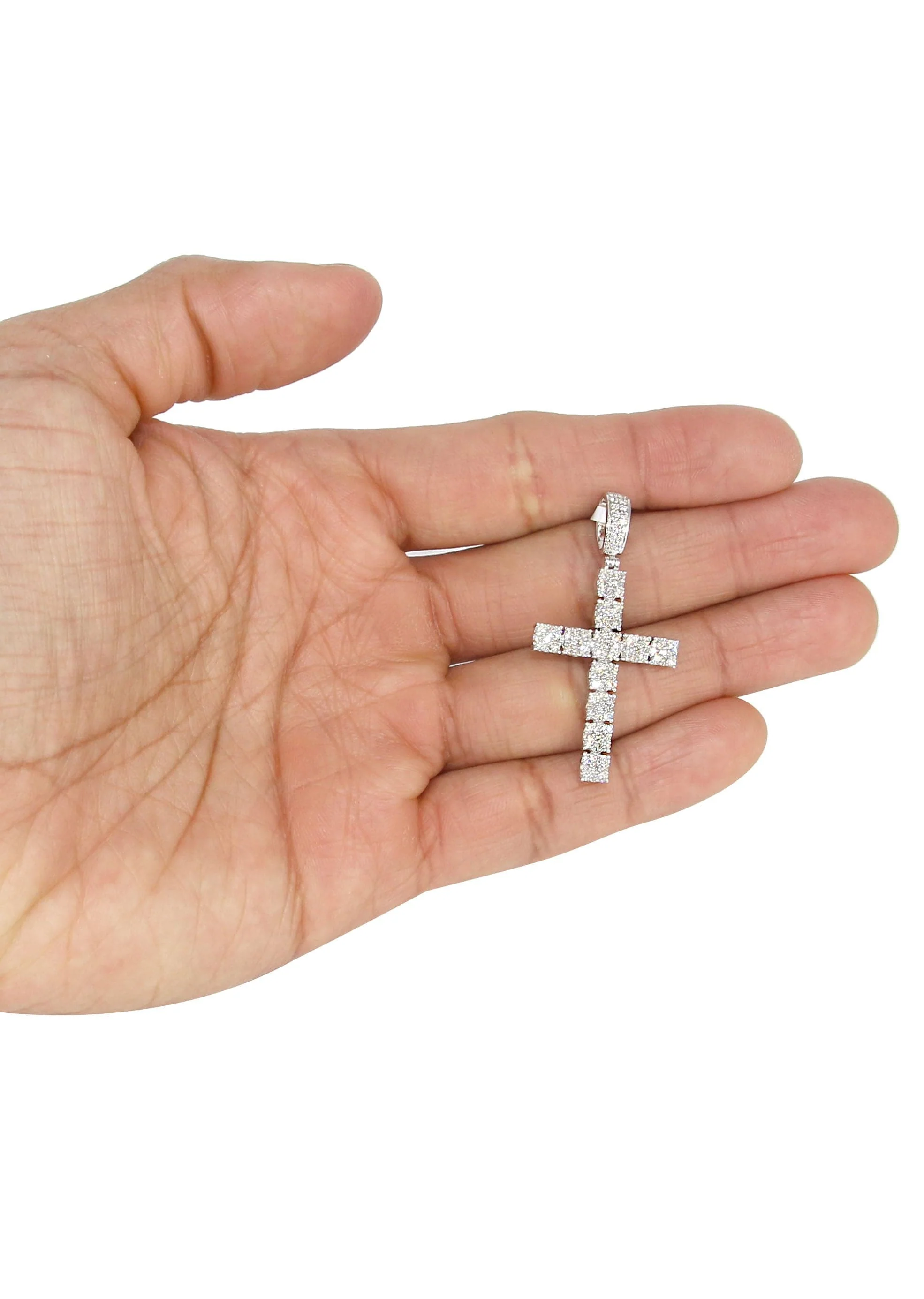 14K White Gold Diamond Cross Necklace | 1.6 Carats - Image 5