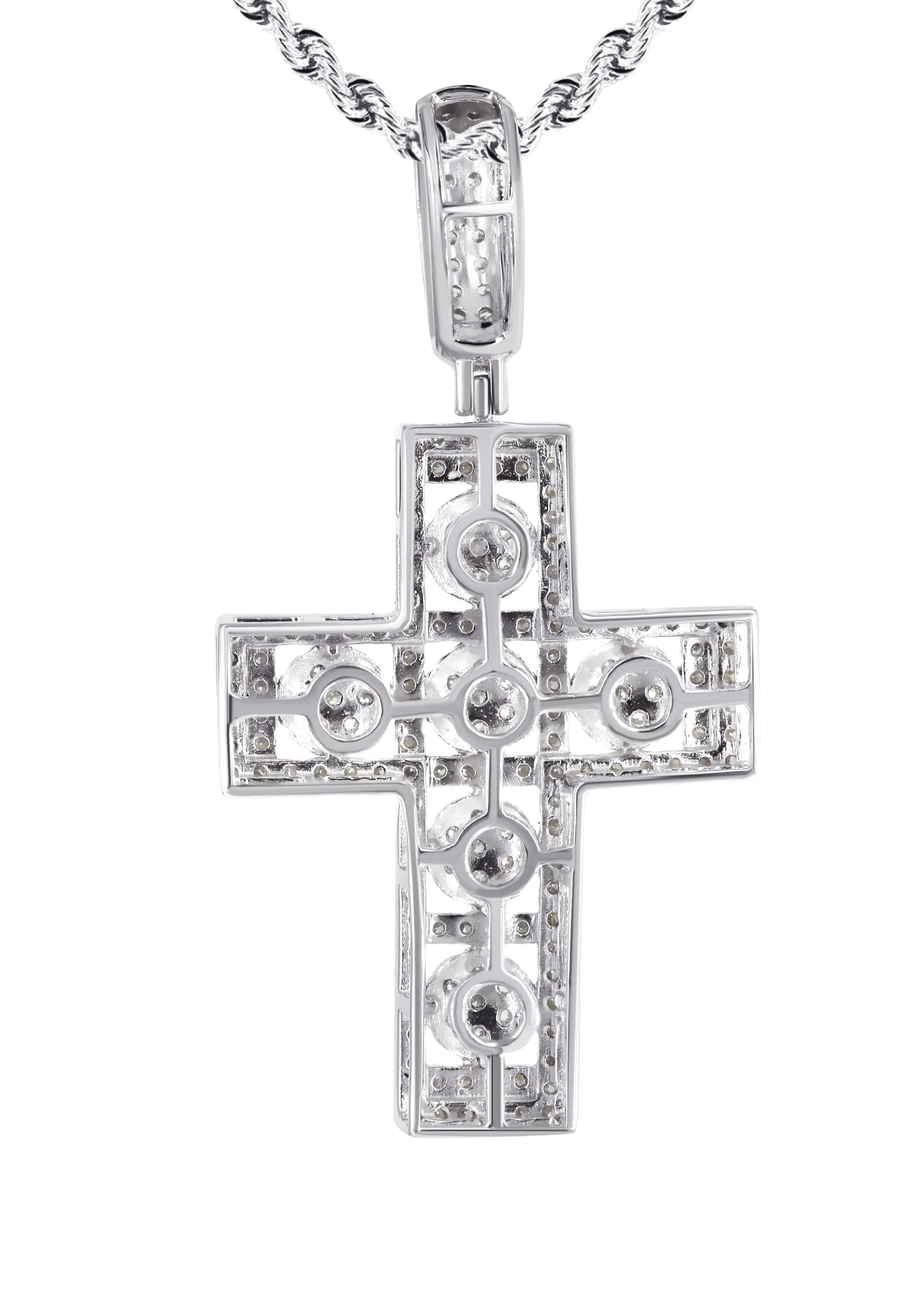 14K White Gold Diamond Cross Necklace | 1.65 Carats - Image 2