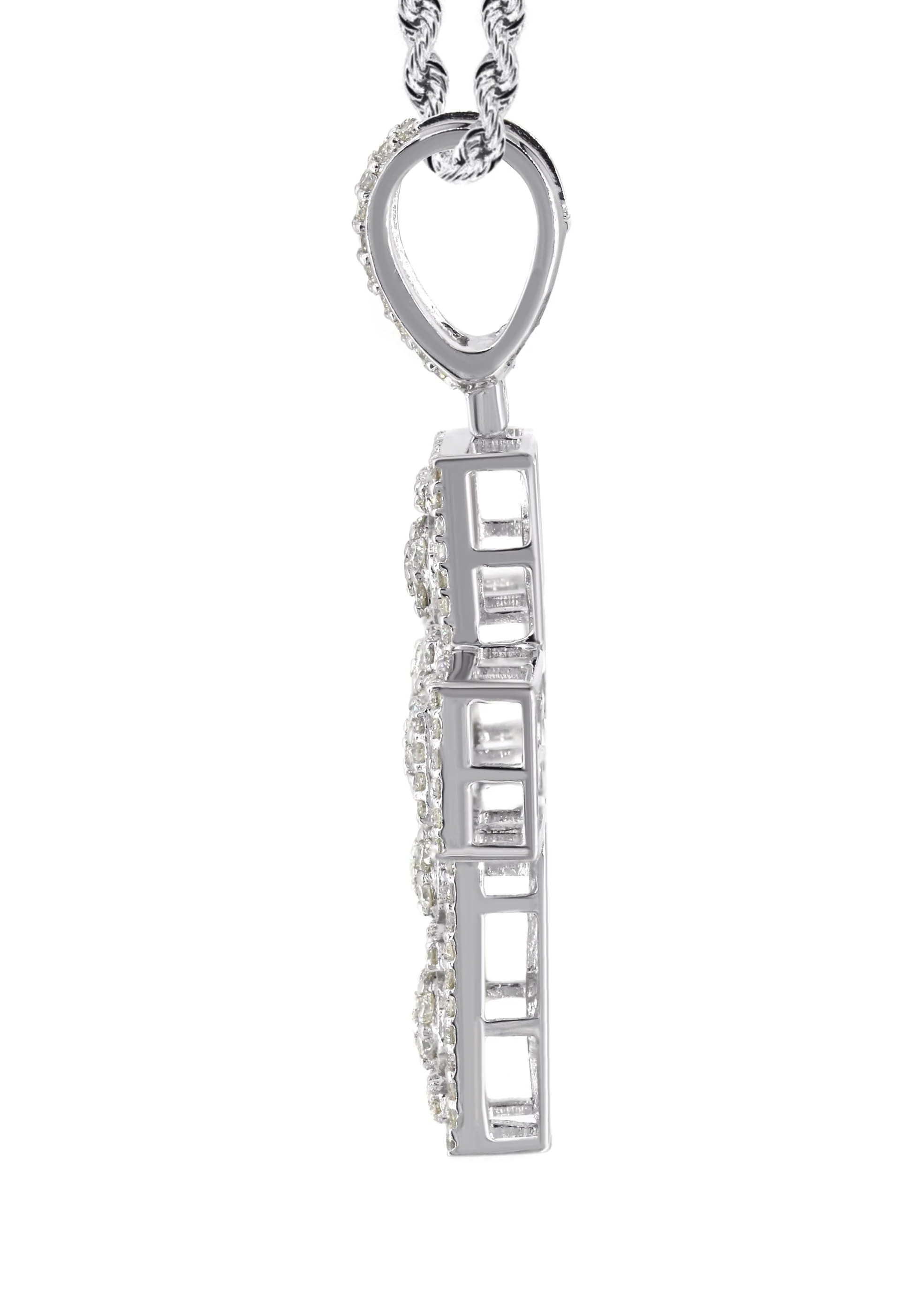 14K White Gold Diamond Cross Necklace | 1.65 Carats - Image 4