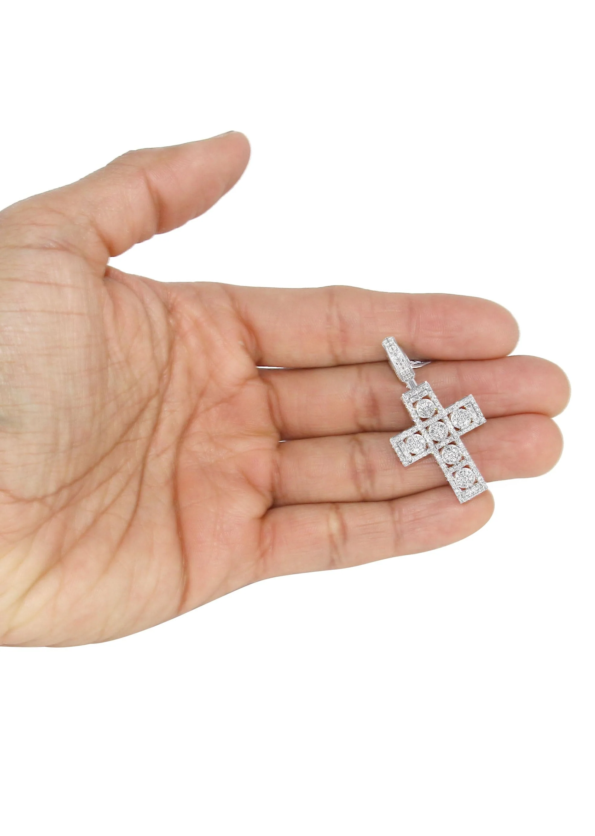 14K White Gold Diamond Cross Necklace | 1.65 Carats - Image 5