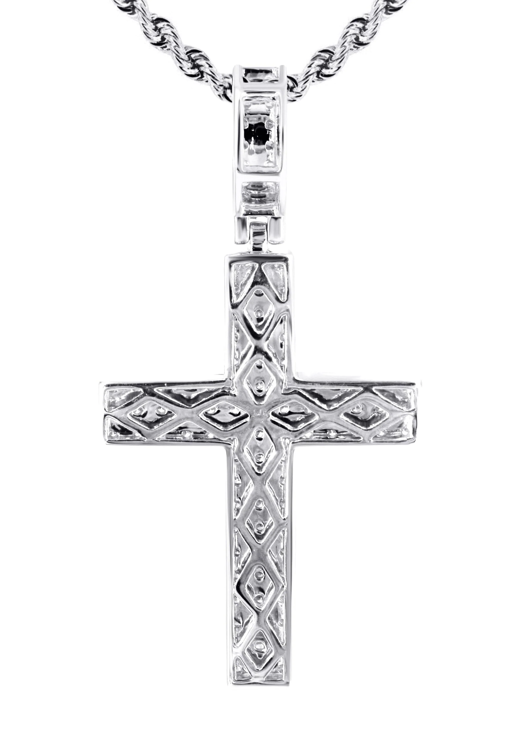 14K White Gold Diamond Cross Necklace | 1.69 Carats - Image 3