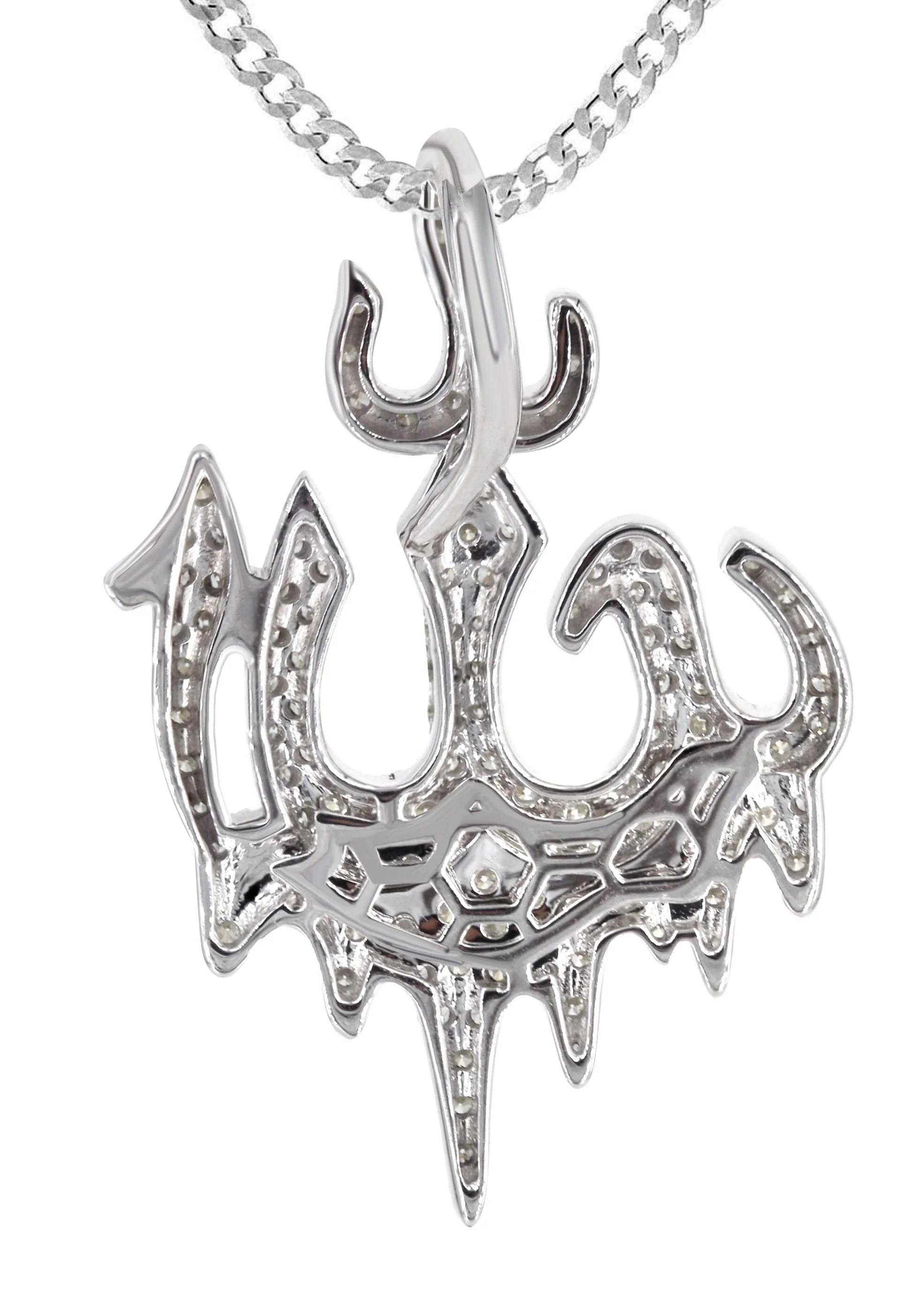 14K White Gold Diamond Drip Allah Necklace | 2.35 Carats - Image 3