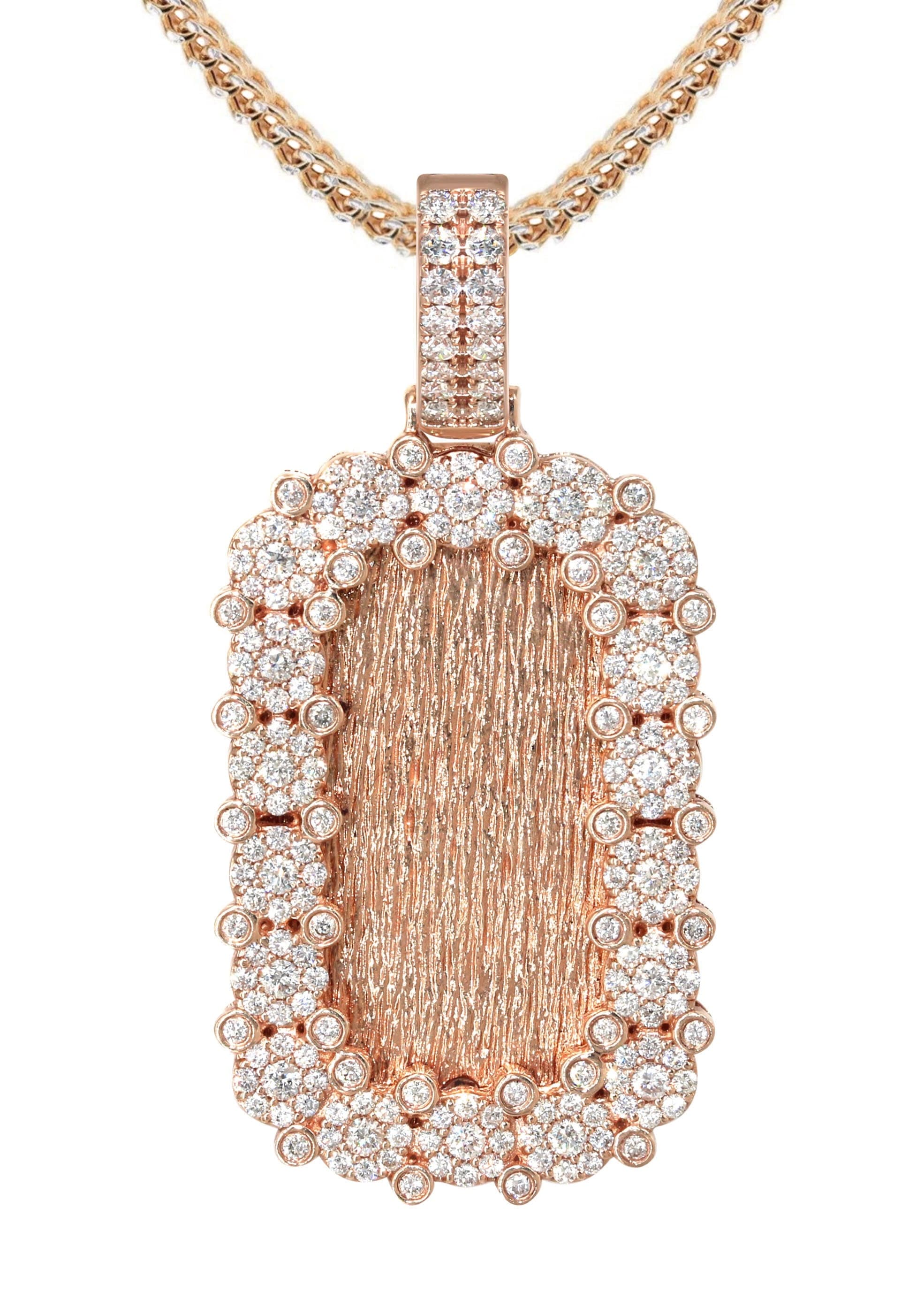 14K Rose Gold Diamond Dog Tag Necklace | 3.22 Carats - Image 2