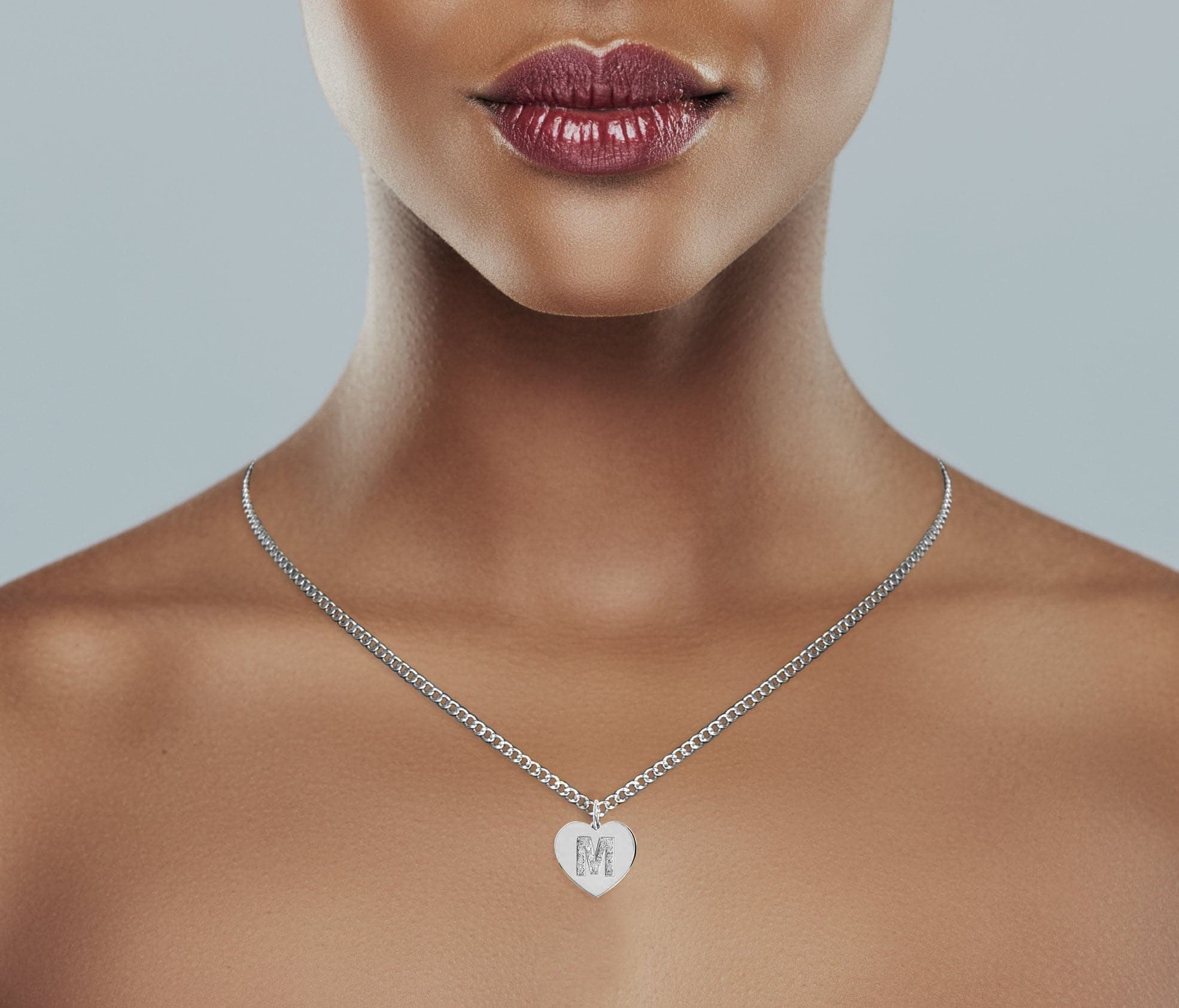 14K White Gold Diamond  Initial Heart Pendant Necklace - Image 4
