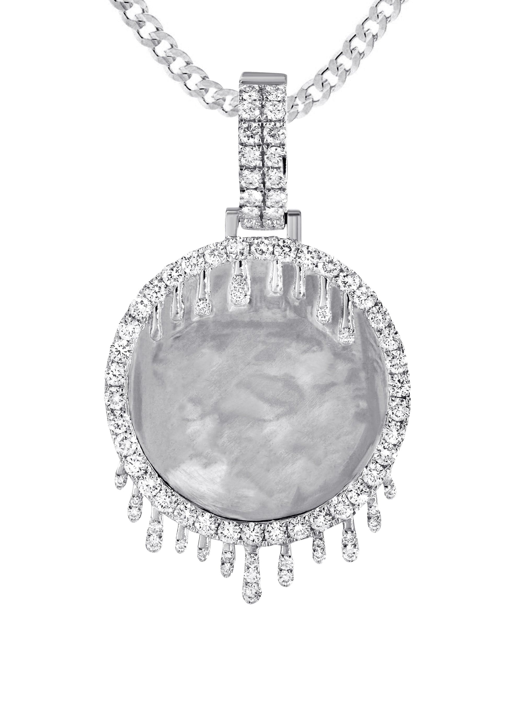 14K White Gold Diamond Round Drip Picture Pendant Necklace | 2.5 Carats | Appx. 21.9 Grams - Image 2