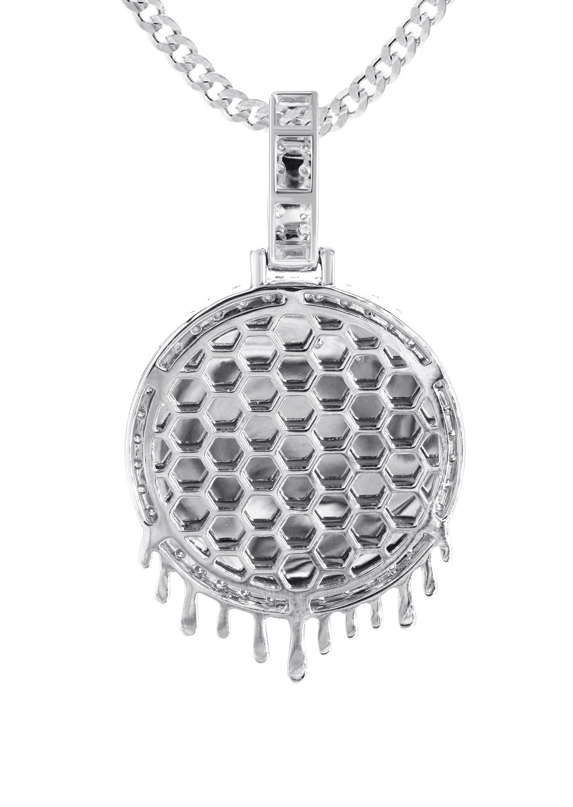 14K White Gold Diamond Round Drip Picture Pendant Necklace | 2.5 Carats | Appx. 21.9 Grams - Image 3
