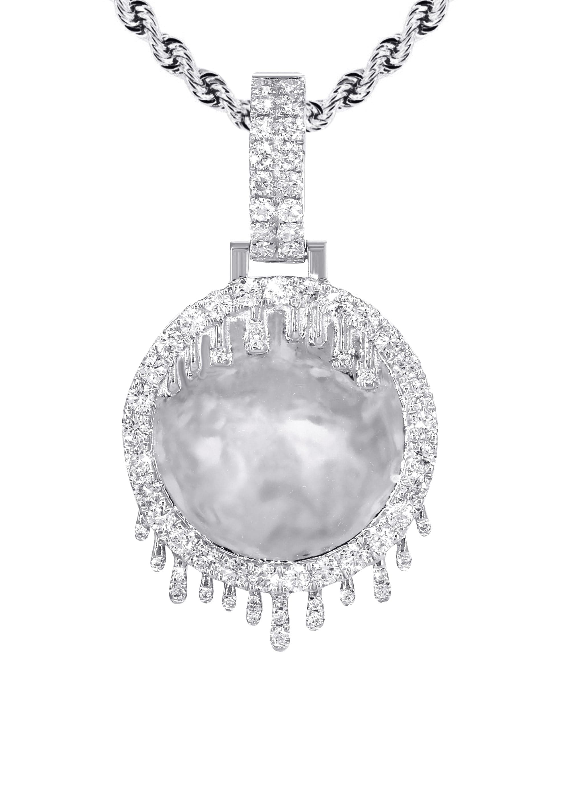 14K White Gold Diamond Round Drip Picture Pendant Necklace | 1.4 Carats | Appx. 16 Grams - Image 2
