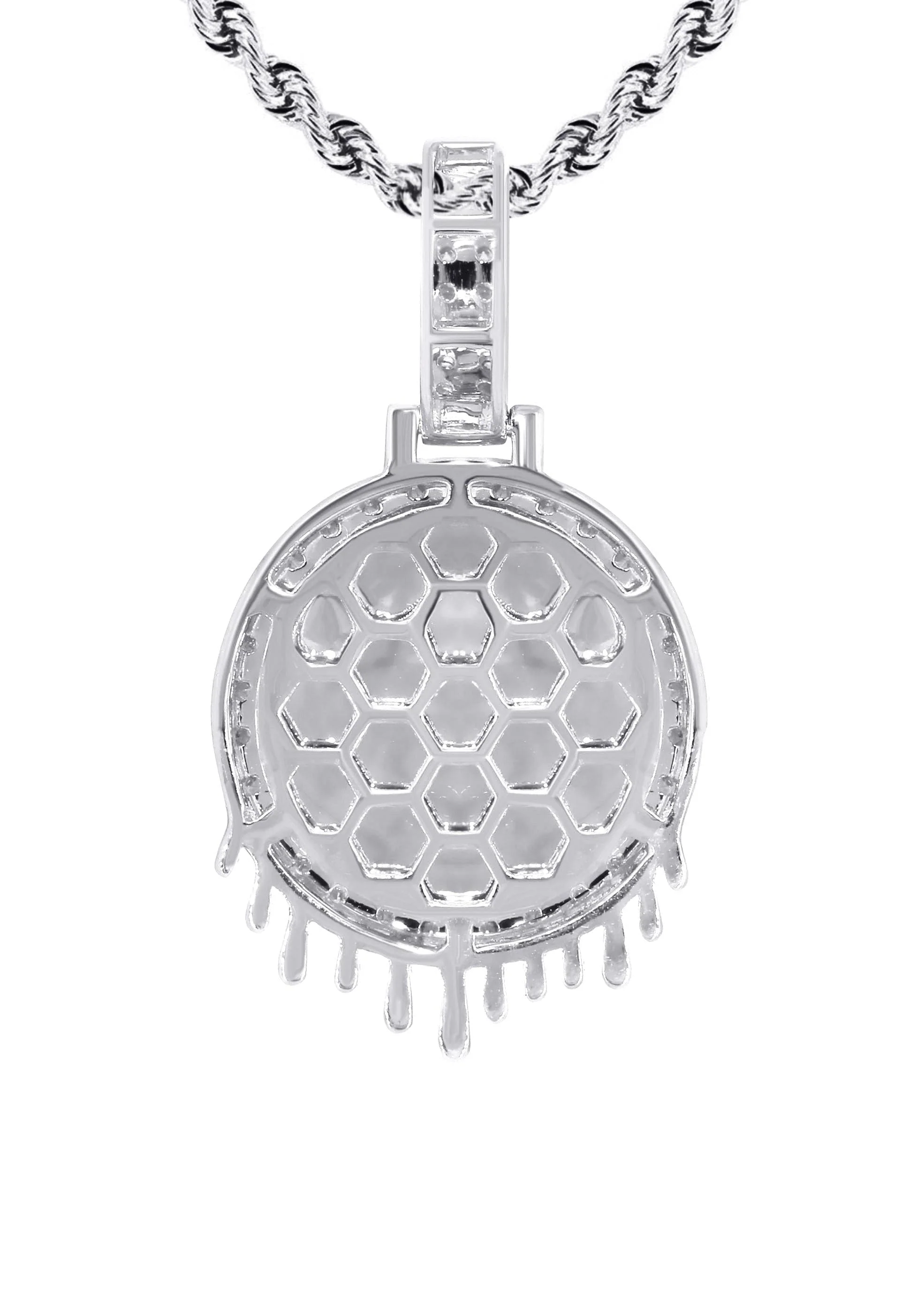 14K White Gold Diamond Round Drip Picture Pendant Necklace | 1.4 Carats | Appx. 16 Grams - Image 3