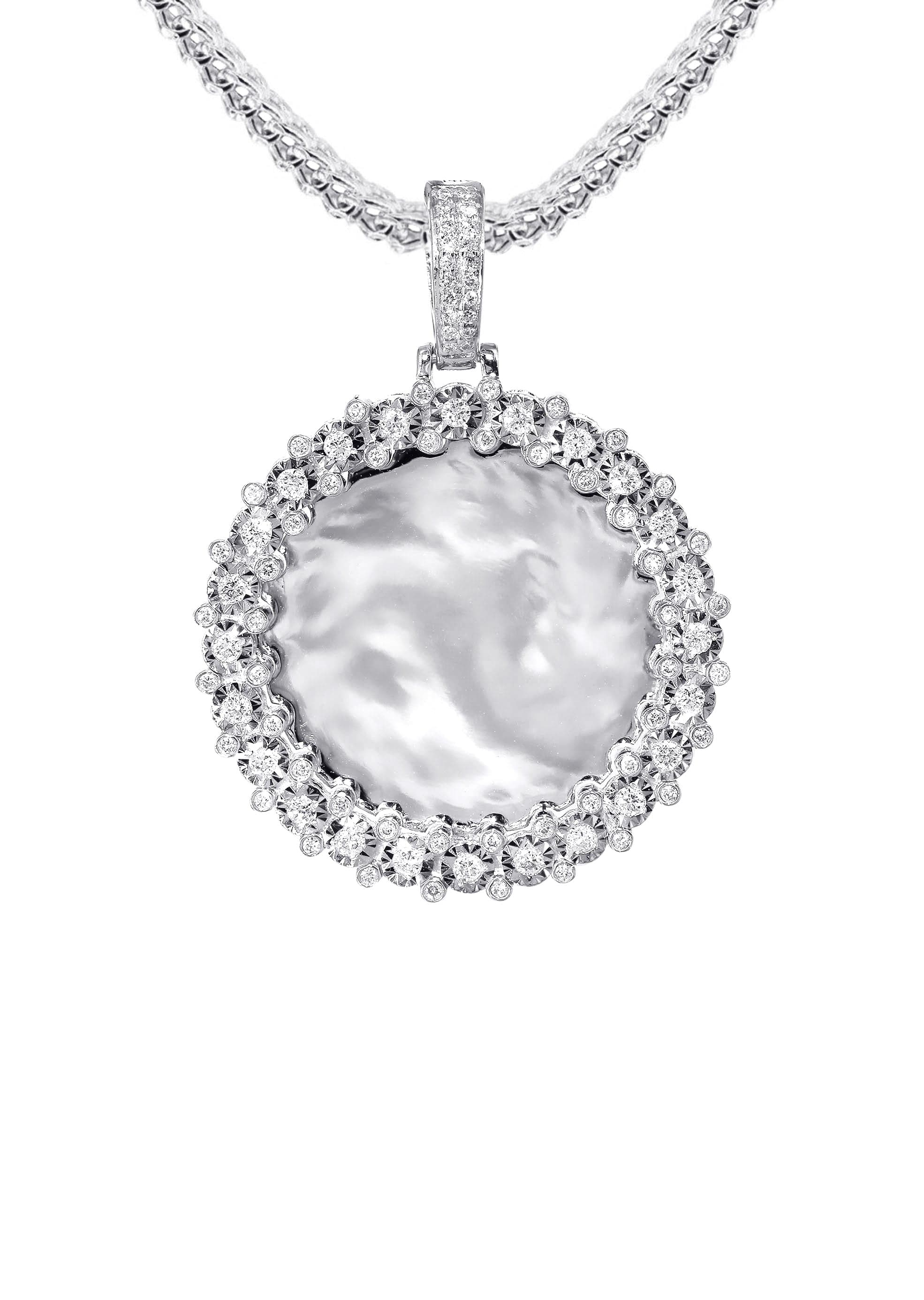 14K White Gold Diamond Round Picture Pendant Necklace | 0.63 Carats | Appx. 16 Grams - Image 2