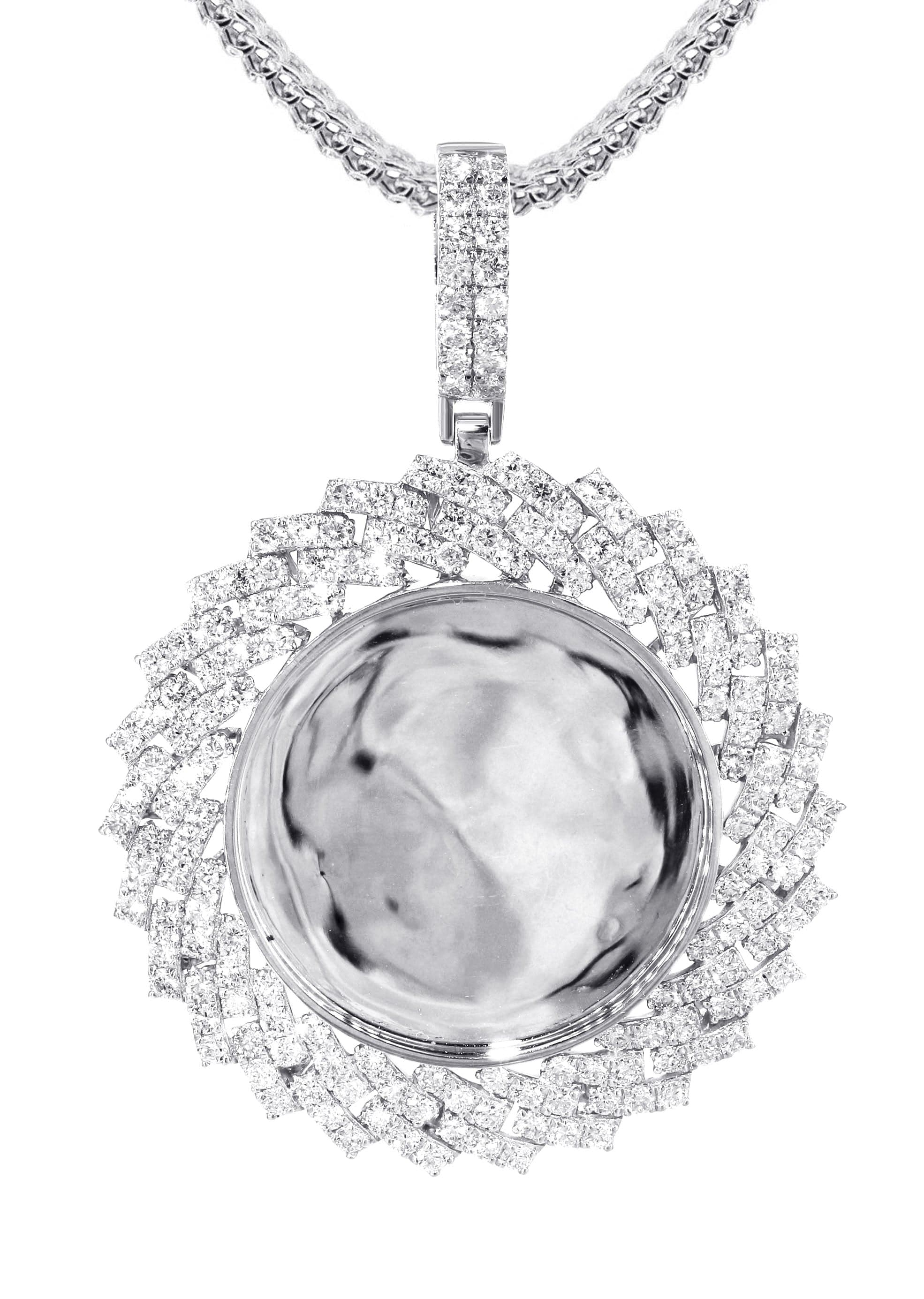 14K White Gold Diamond Round Picture Pendant Necklace | 3.85 Carats | Appx. 12.5 Grams - Image 2