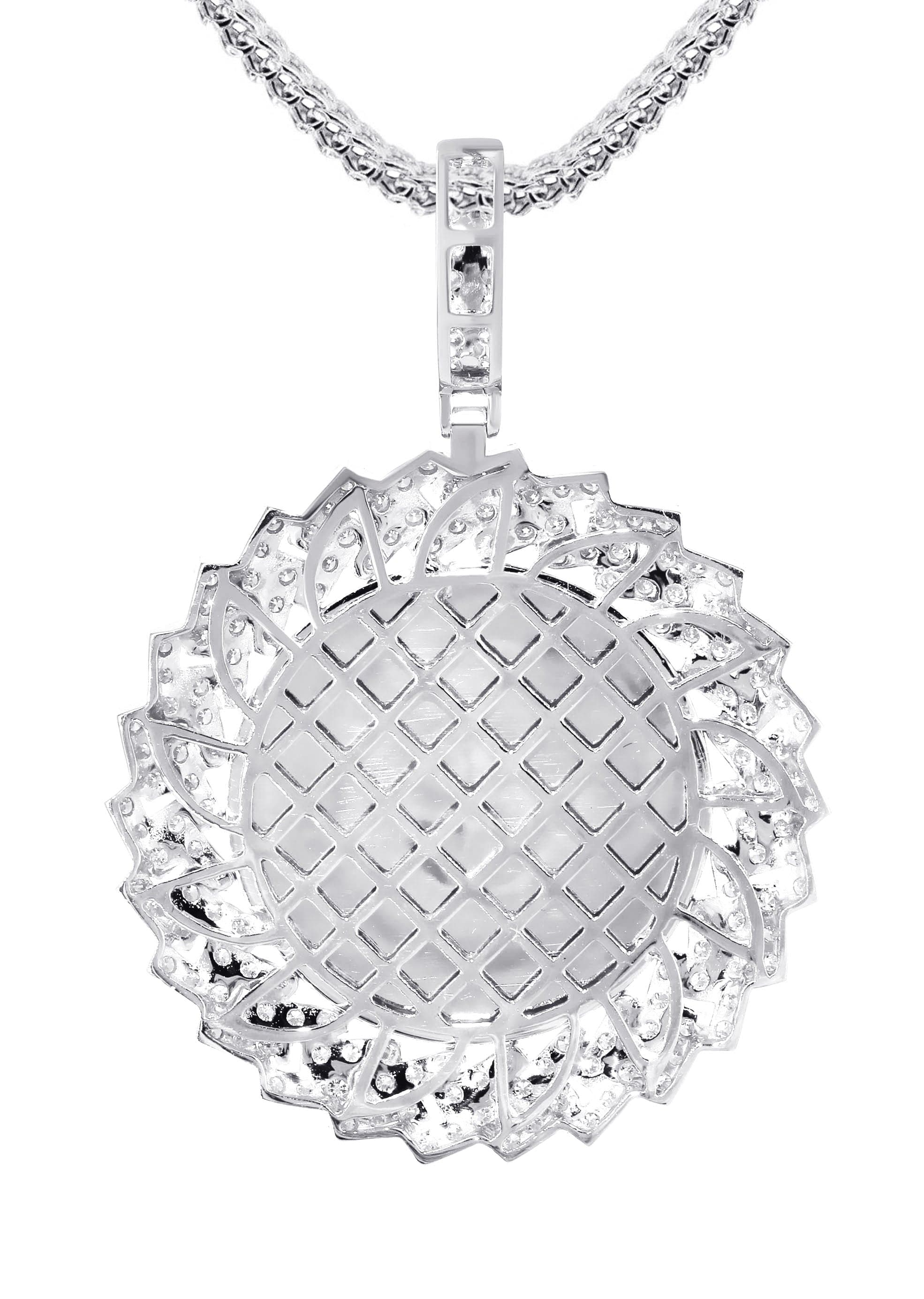 14K White Gold Diamond Round Picture Pendant Necklace | 3.85 Carats | Appx. 12.5 Grams - Image 3