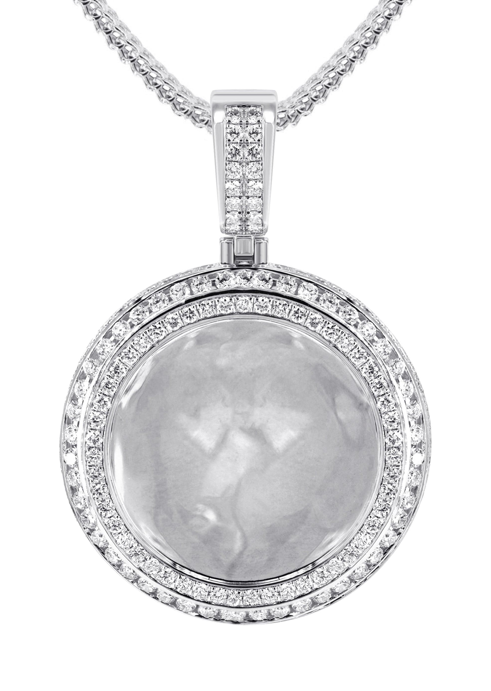 14K White Gold Diamond Round Picture Pendant Necklace | 4.25 Carats | Appx. 21 Grams - Image 2