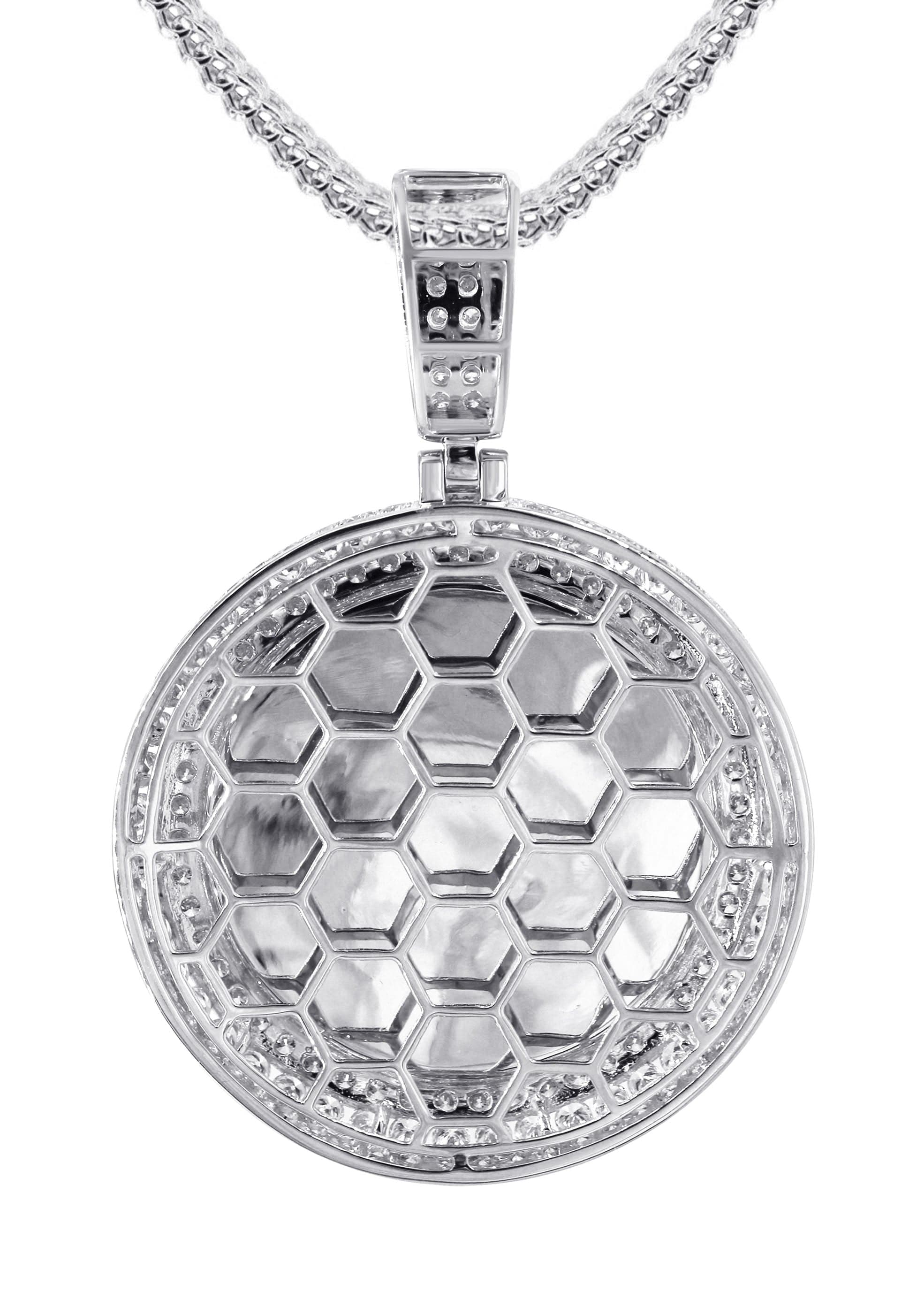 14K White Gold Diamond Round Picture Pendant Necklace | 4.25 Carats | Appx. 21 Grams - Image 3