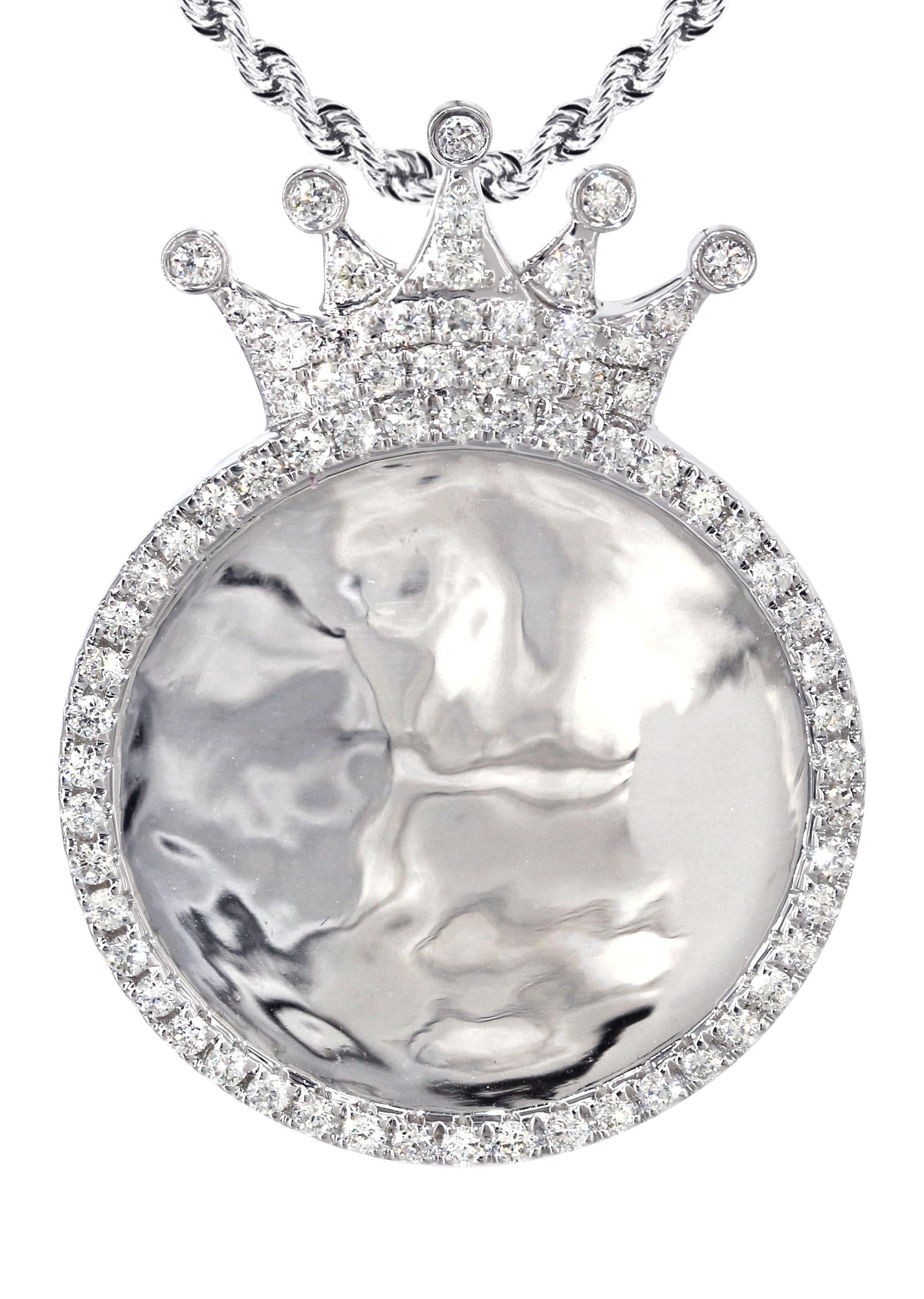 14K White Gold Diamond Round Picture Pendant Necklace | 3.11 Carats | Appx. 20.6 Grams - Image 2