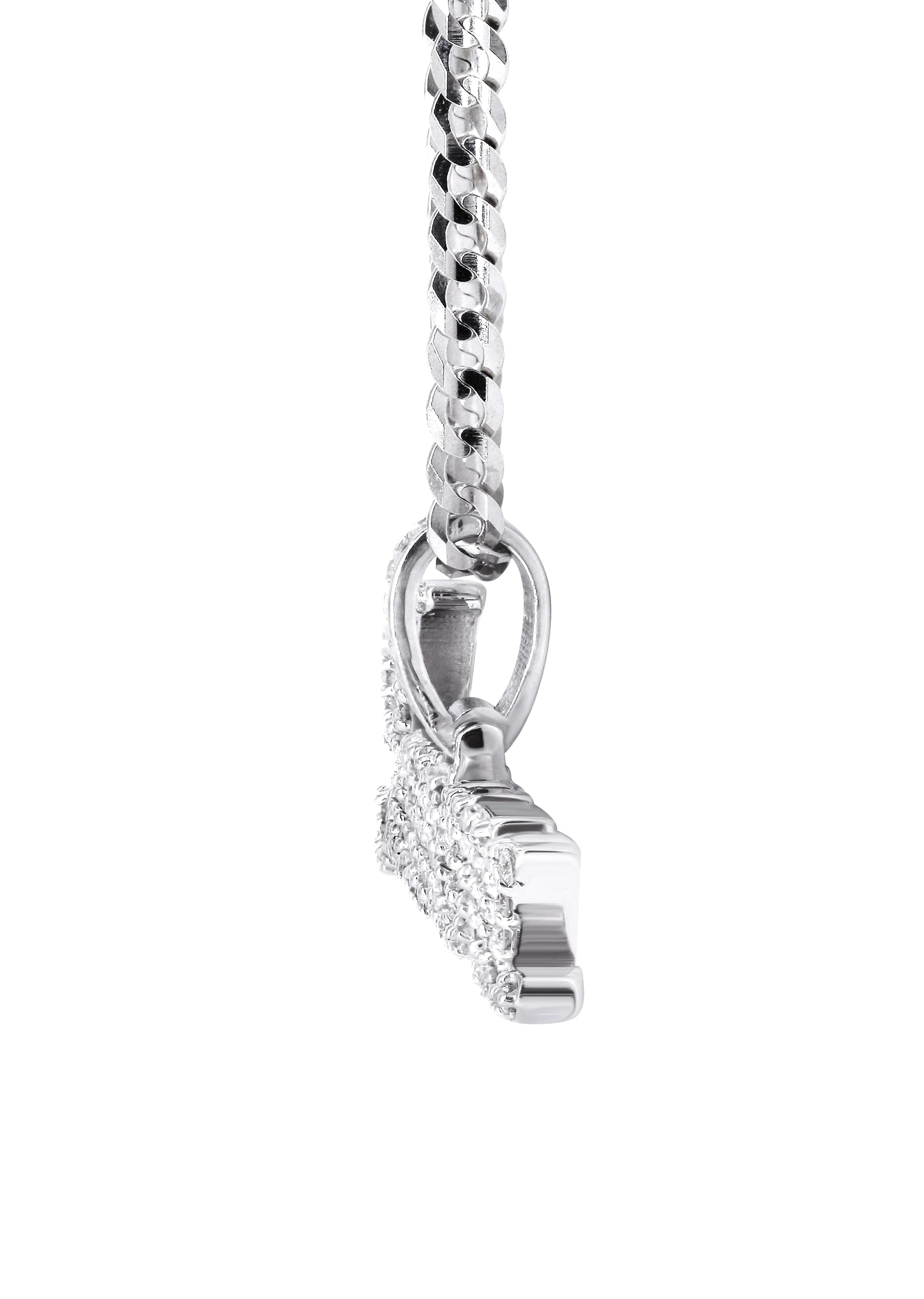 14K White Gold Full Diamond Name Plate Necklace | Style #49 - Image 2
