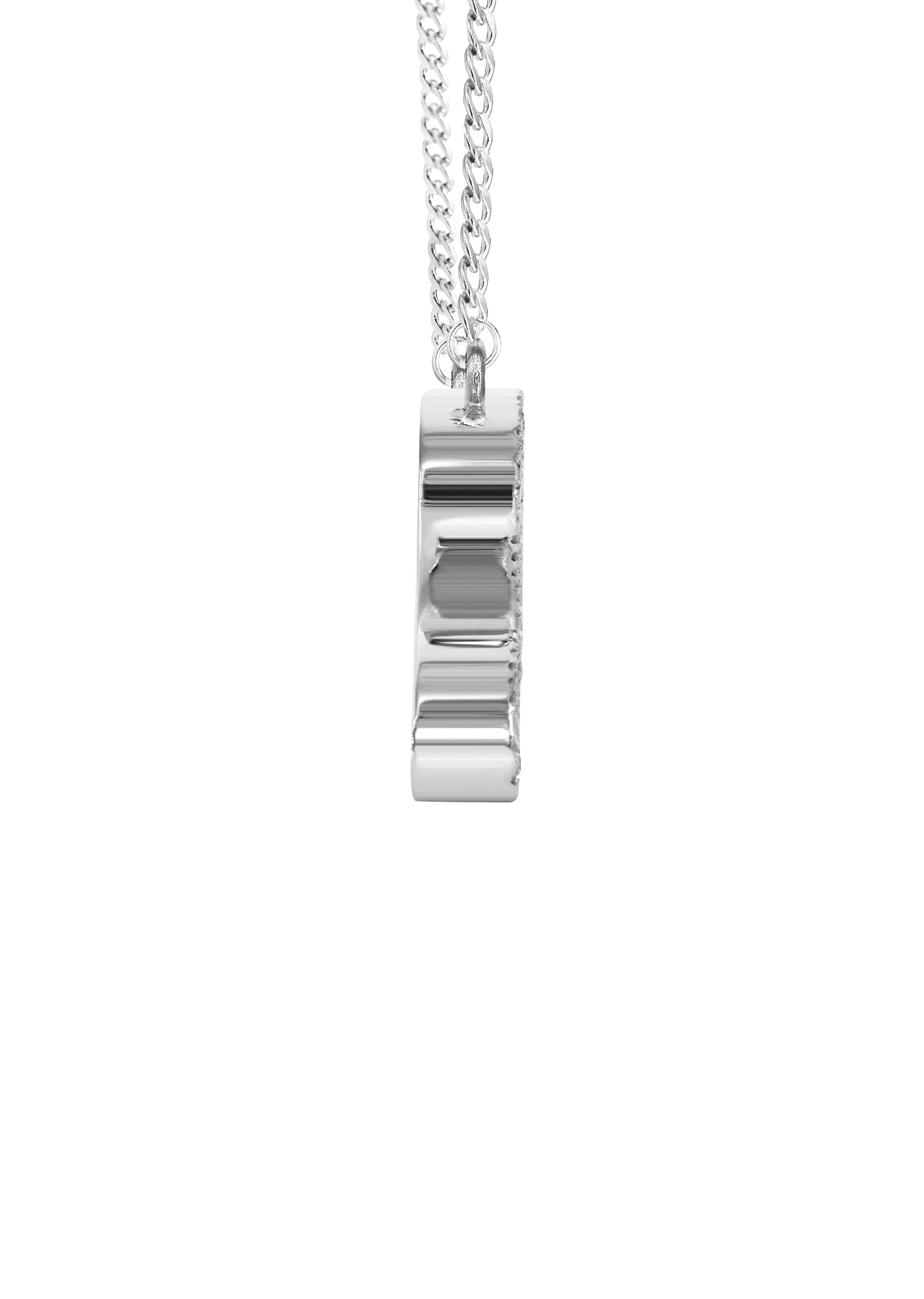 14K White Gold  Full Diamond Name Plate Necklace | Style #75 - Image 3