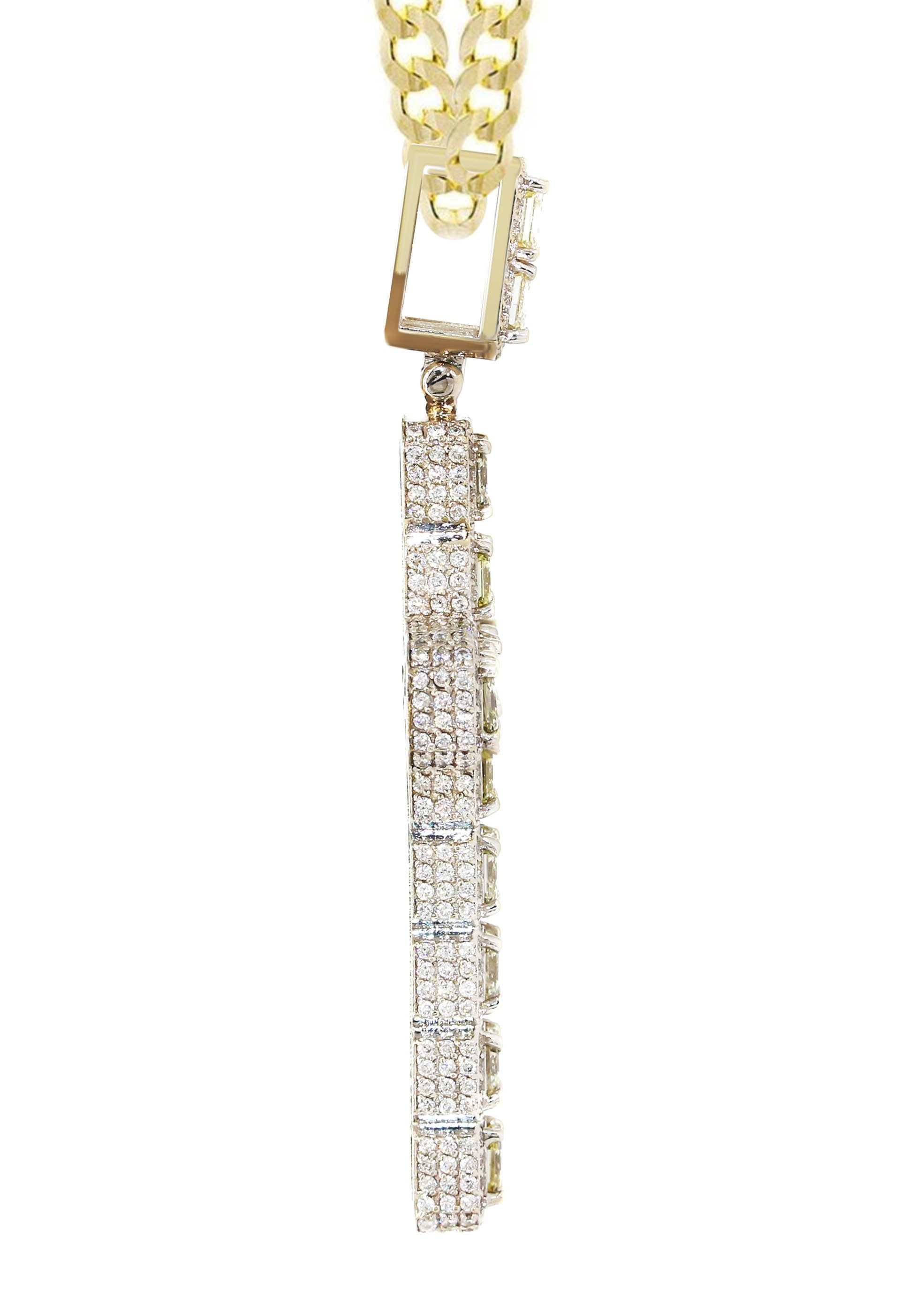 14K Yellow Gold Diamond Cross Necklace  | 8.99 Carats - Image 4