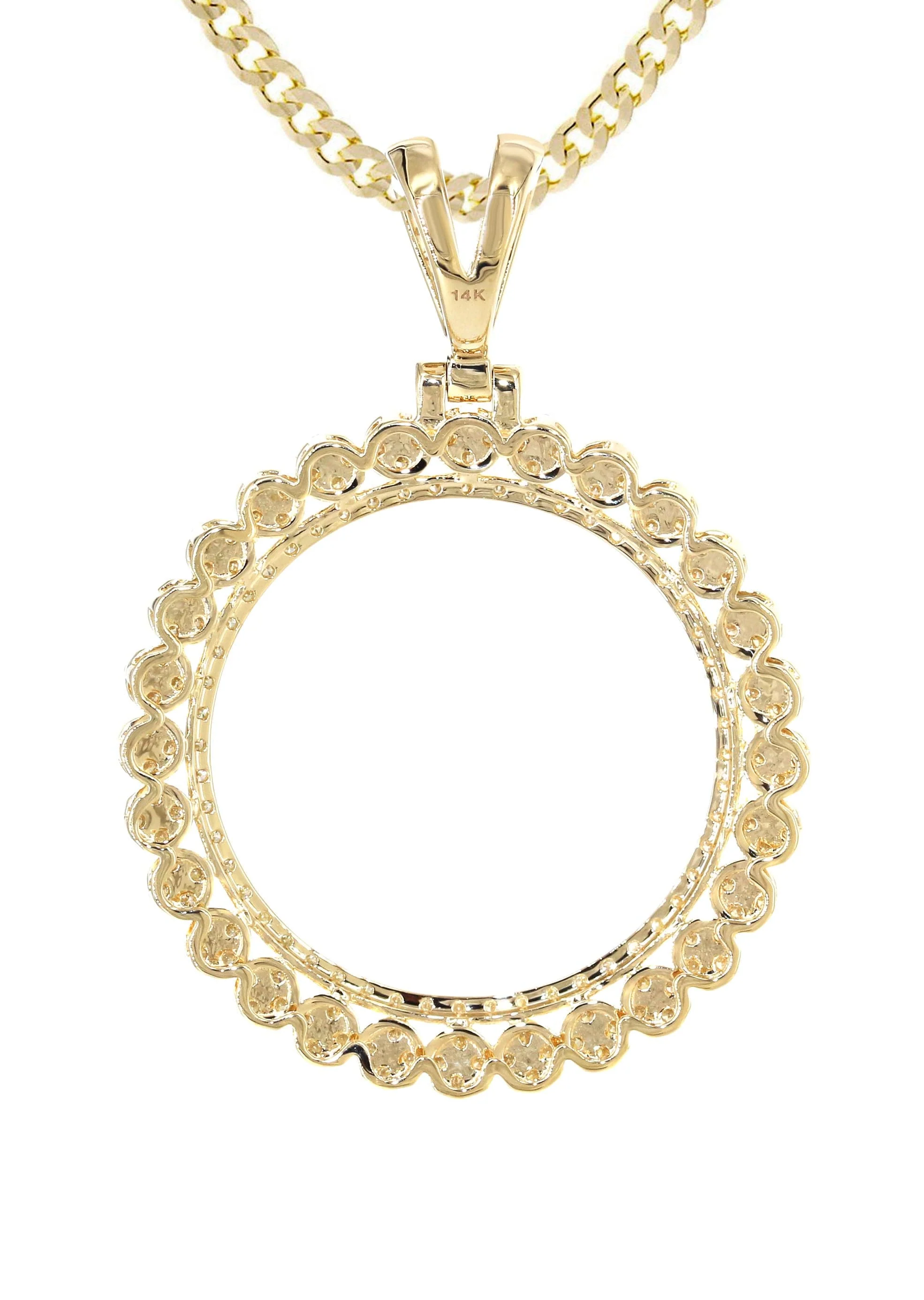 14K Yellow Gold Diamond Circle Necklace | 1.45 Carats - Image 3