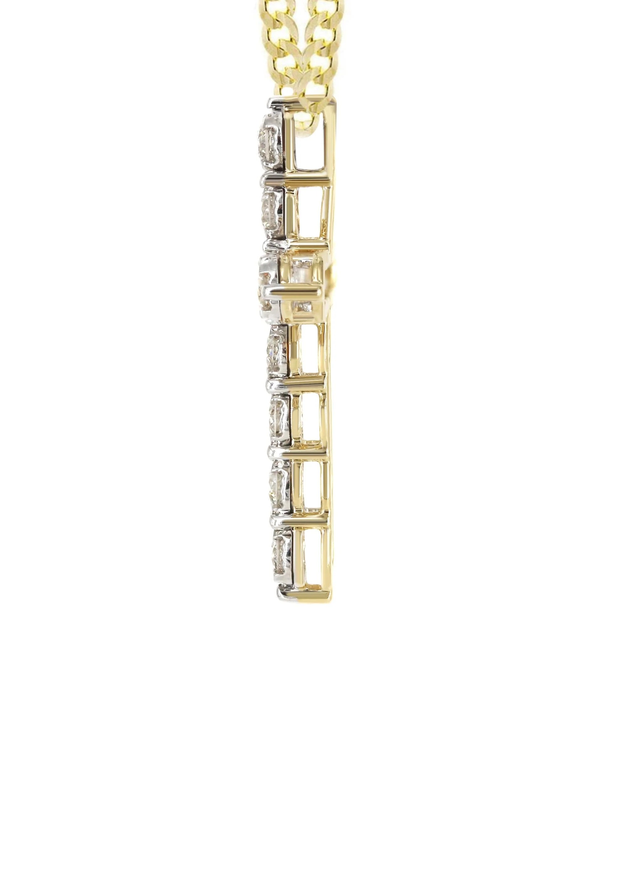 14K Yellow Gold Diamond Cross Necklace | 1.15 Carats - Image 4