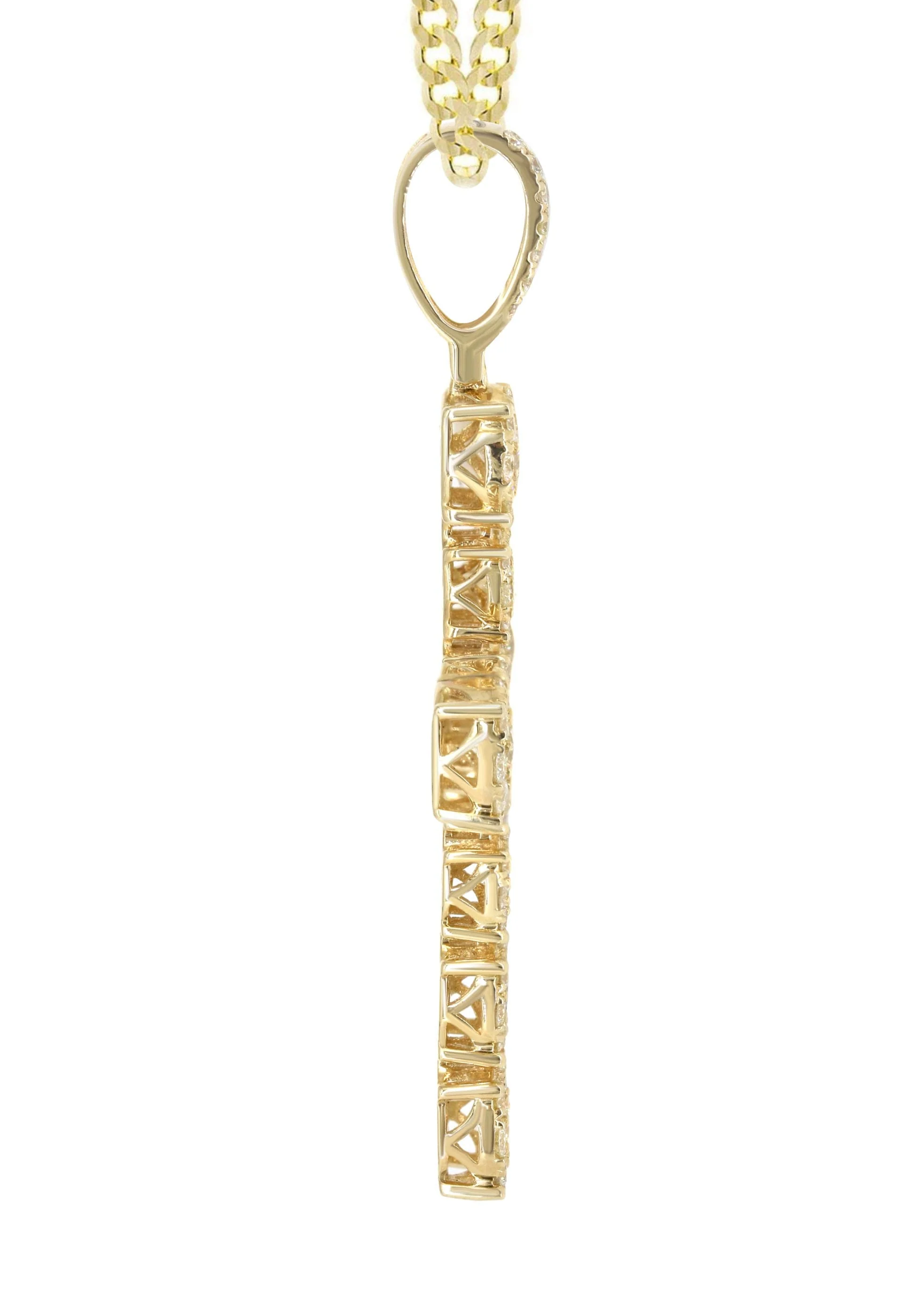 14K Yellow Gold Diamond Cross Necklace | 4.5 Carats - Image 4