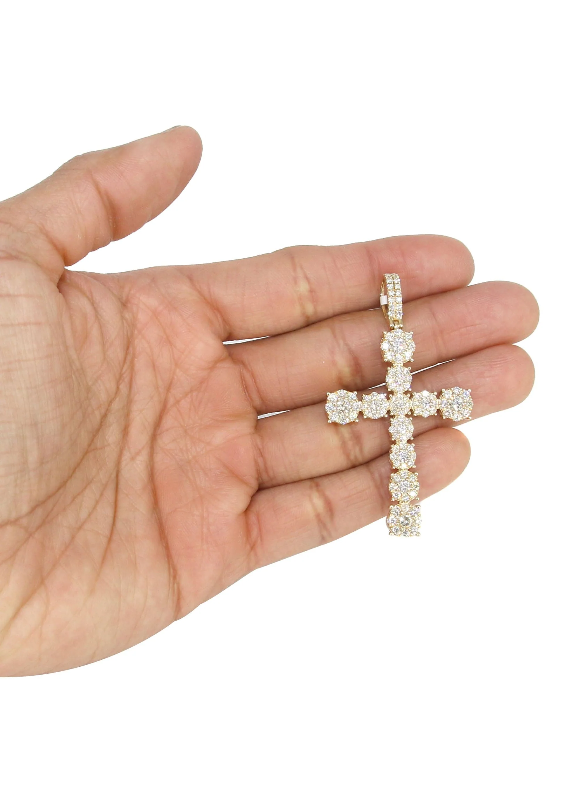 14K Yellow Gold Diamond Cross Necklace | 4.5 Carats - Image 5
