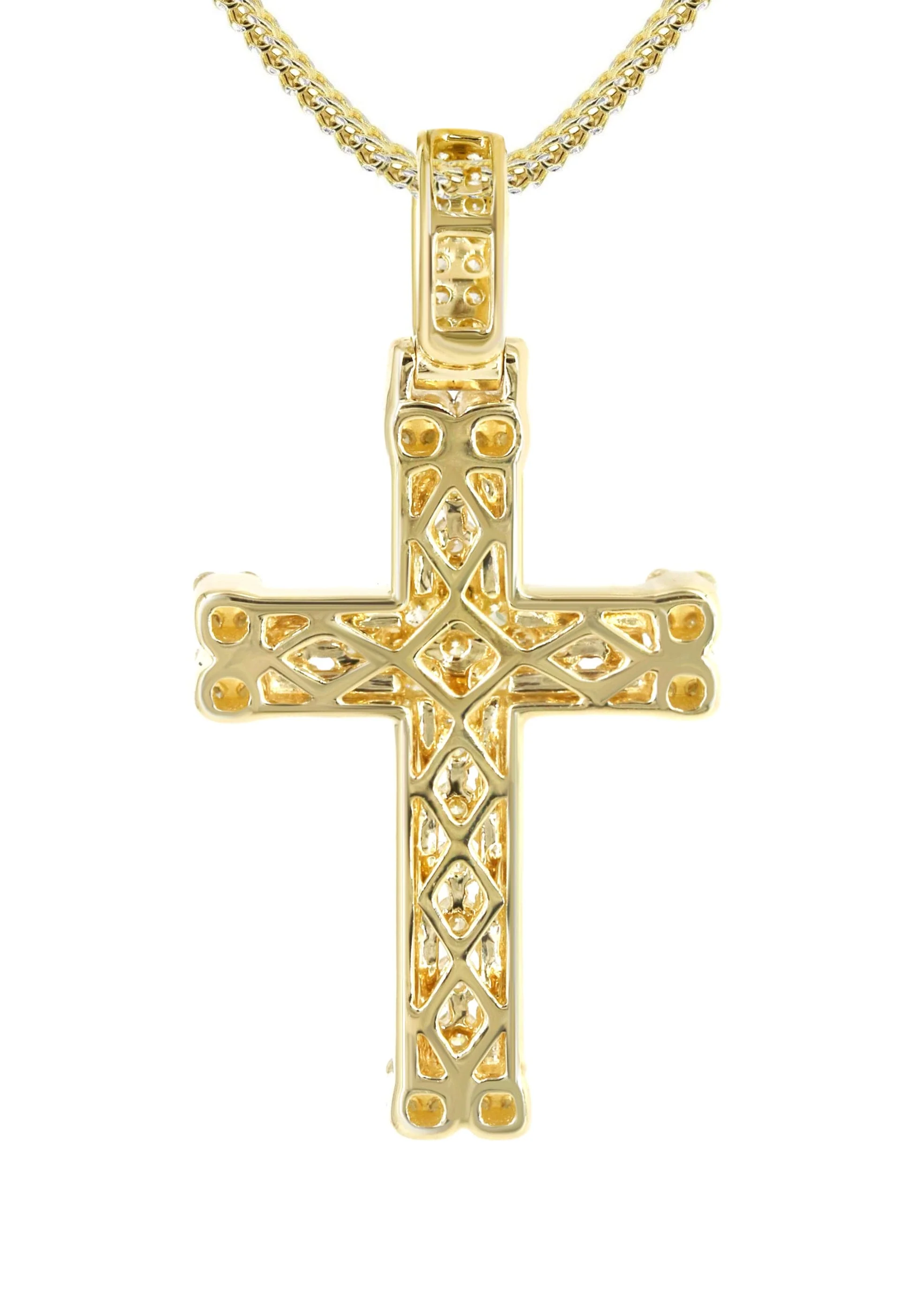 14K Yellow Gold Diamond Cross Necklace | 1.04 Carats - Image 3