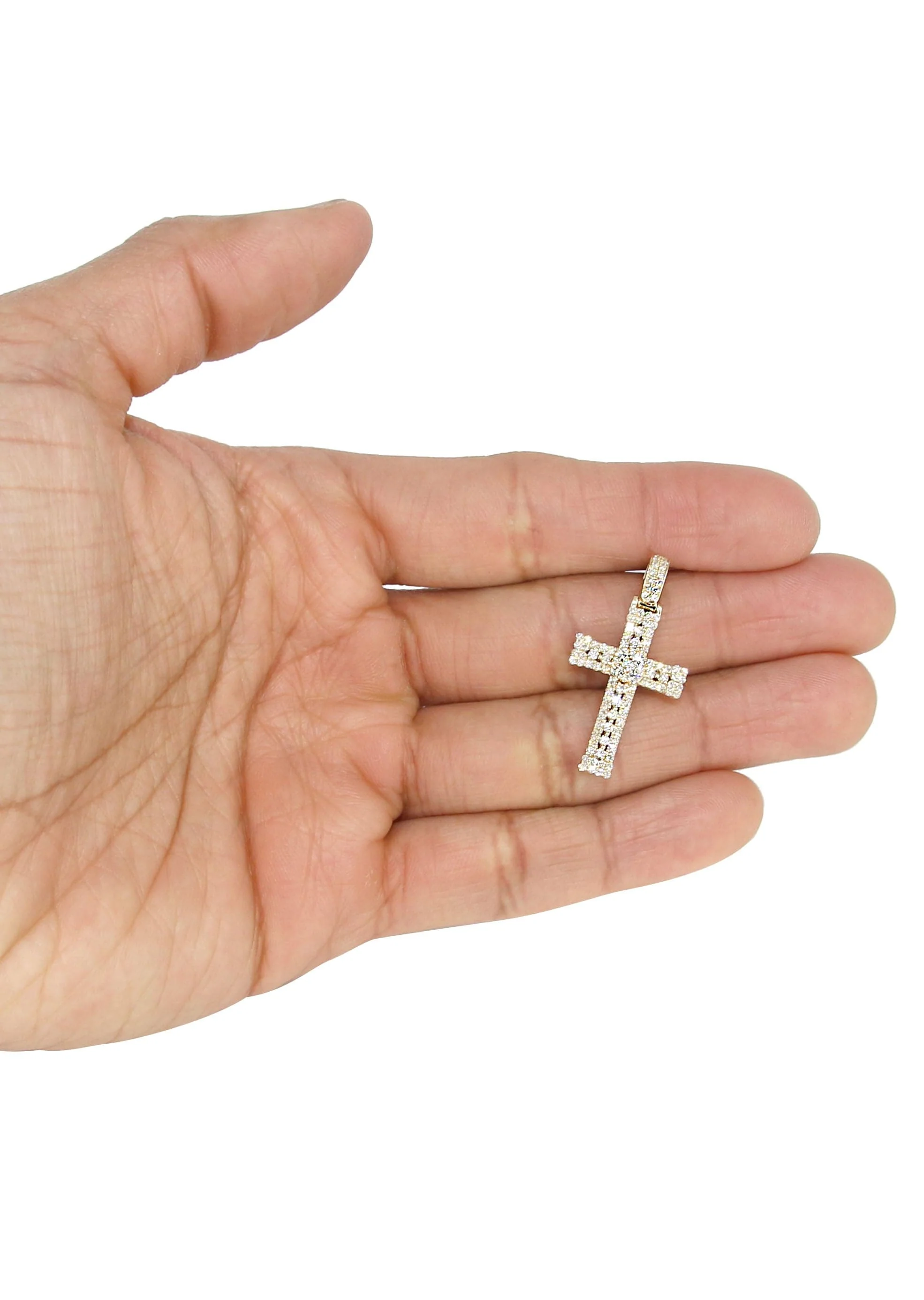 14K Yellow Gold Diamond Cross Necklace | 1.04 Carats - Image 5