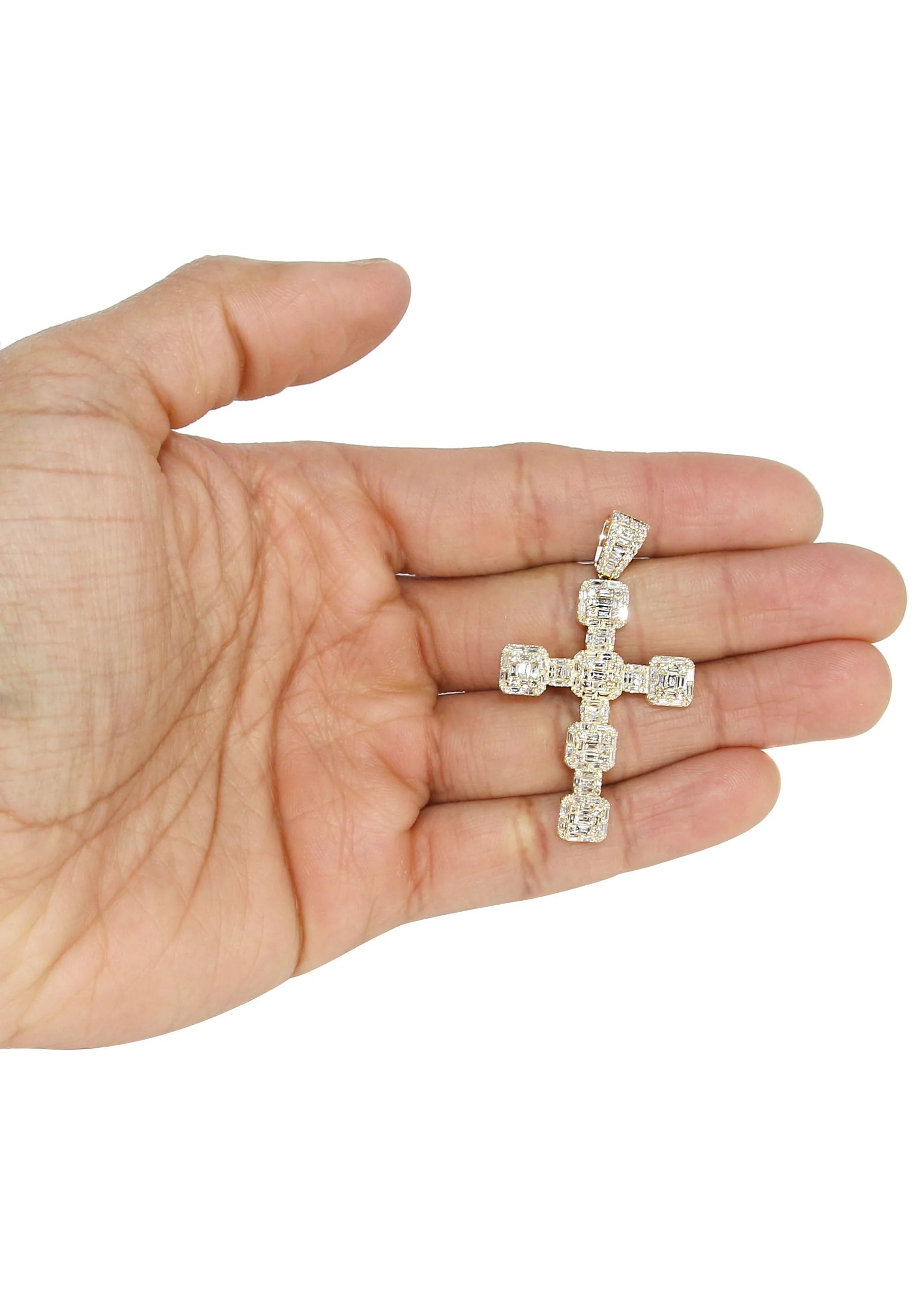 14K Yellow Gold Diamond Cross Necklace | 2.68 Carats - Image 5