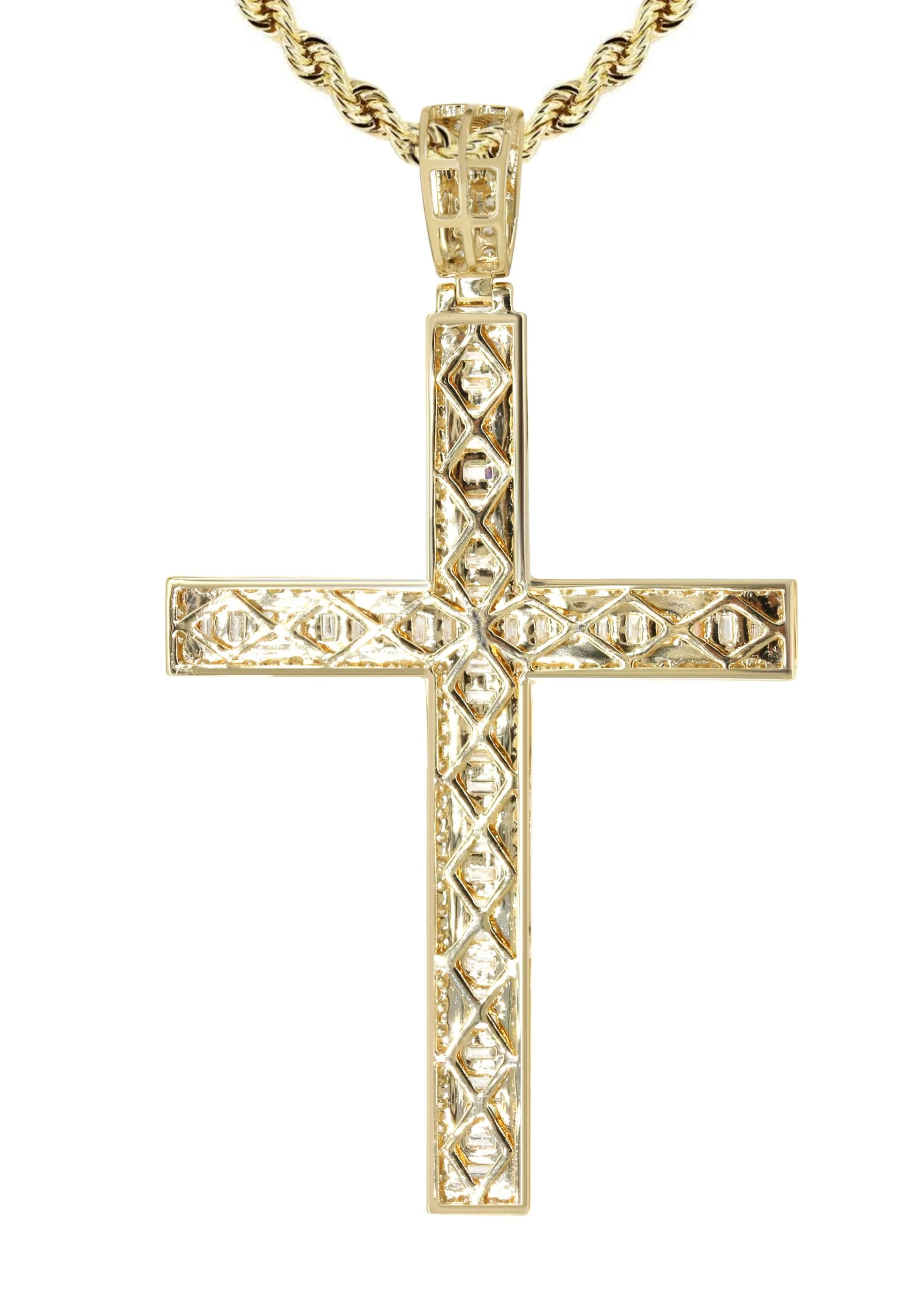 14K Yellow Gold Diamond Cross Necklace | 1.94 Carats - Image 3