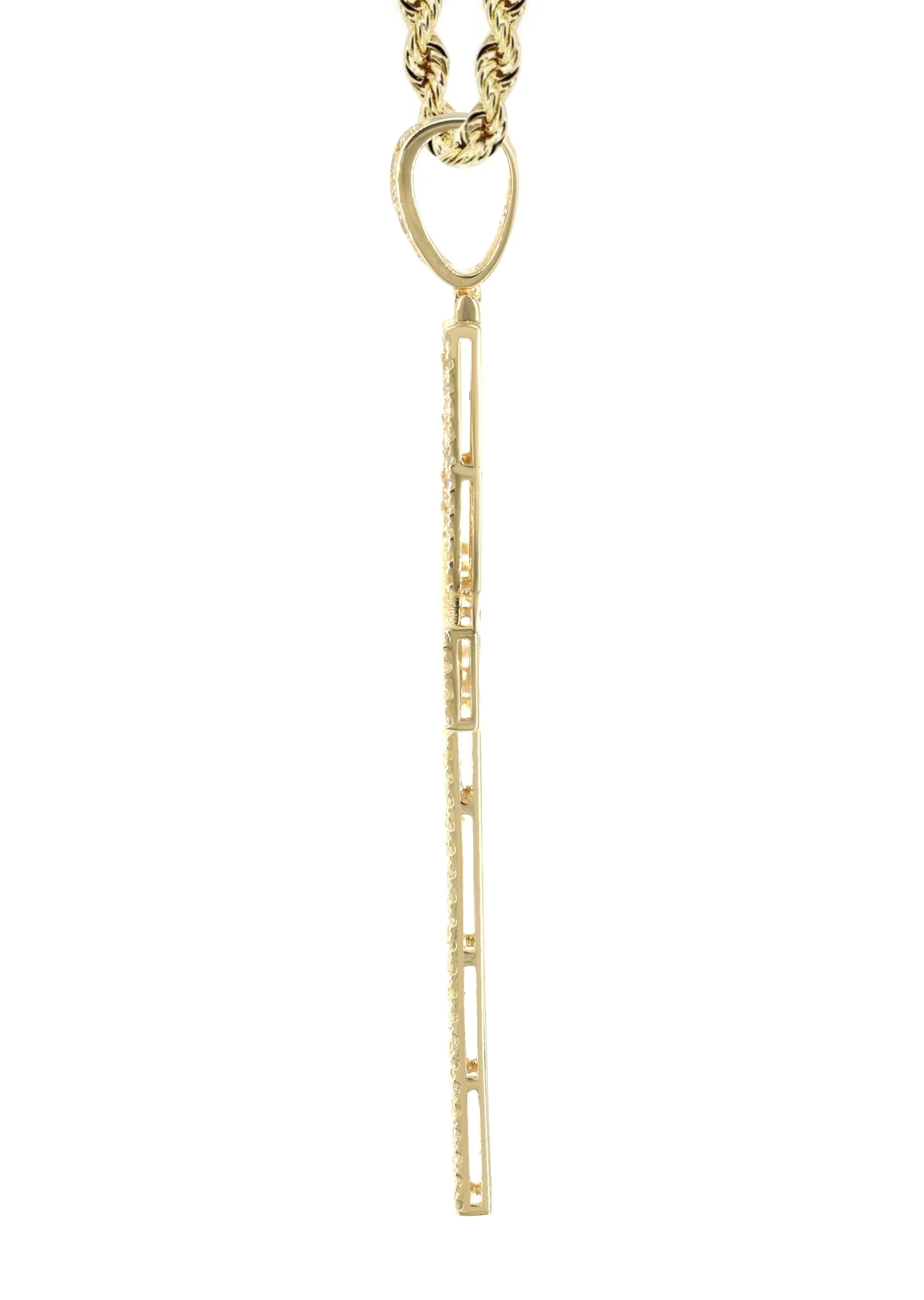 14K Yellow Gold Diamond Cross Necklace | 1.94 Carats - Image 4