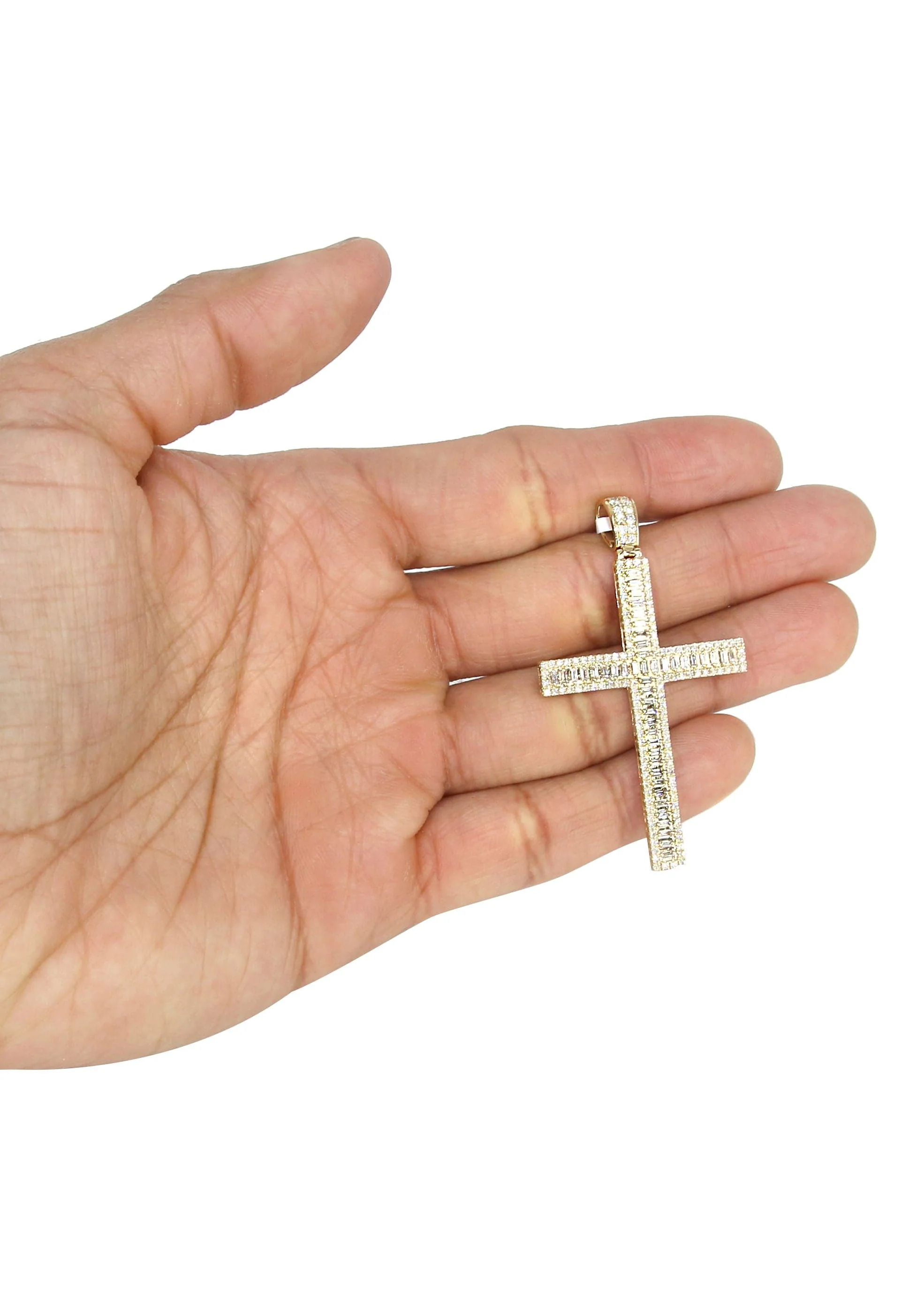 14K Yellow Gold Diamond Cross Necklace | 1.94 Carats - Image 5