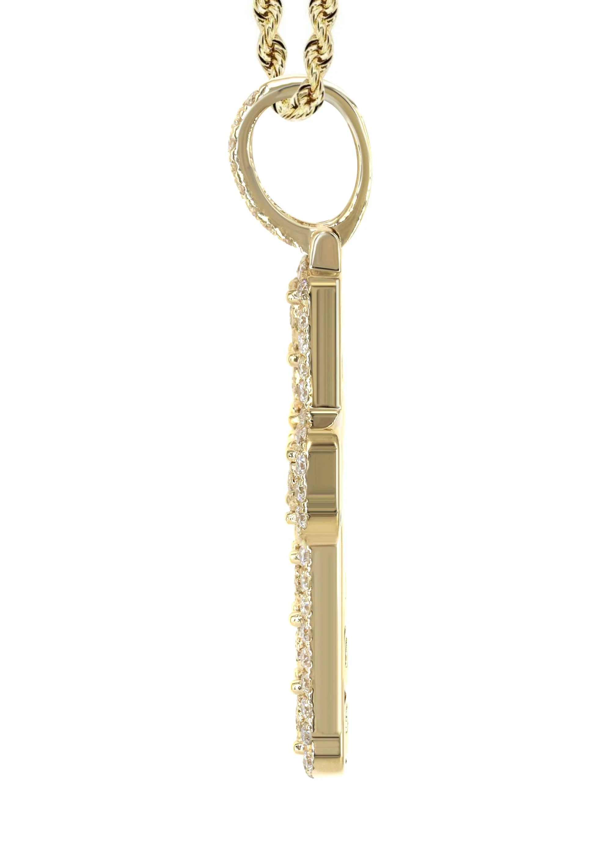 14K Yellow Gold Diamond Cross Necklace | 2.9 Carats - Image 4