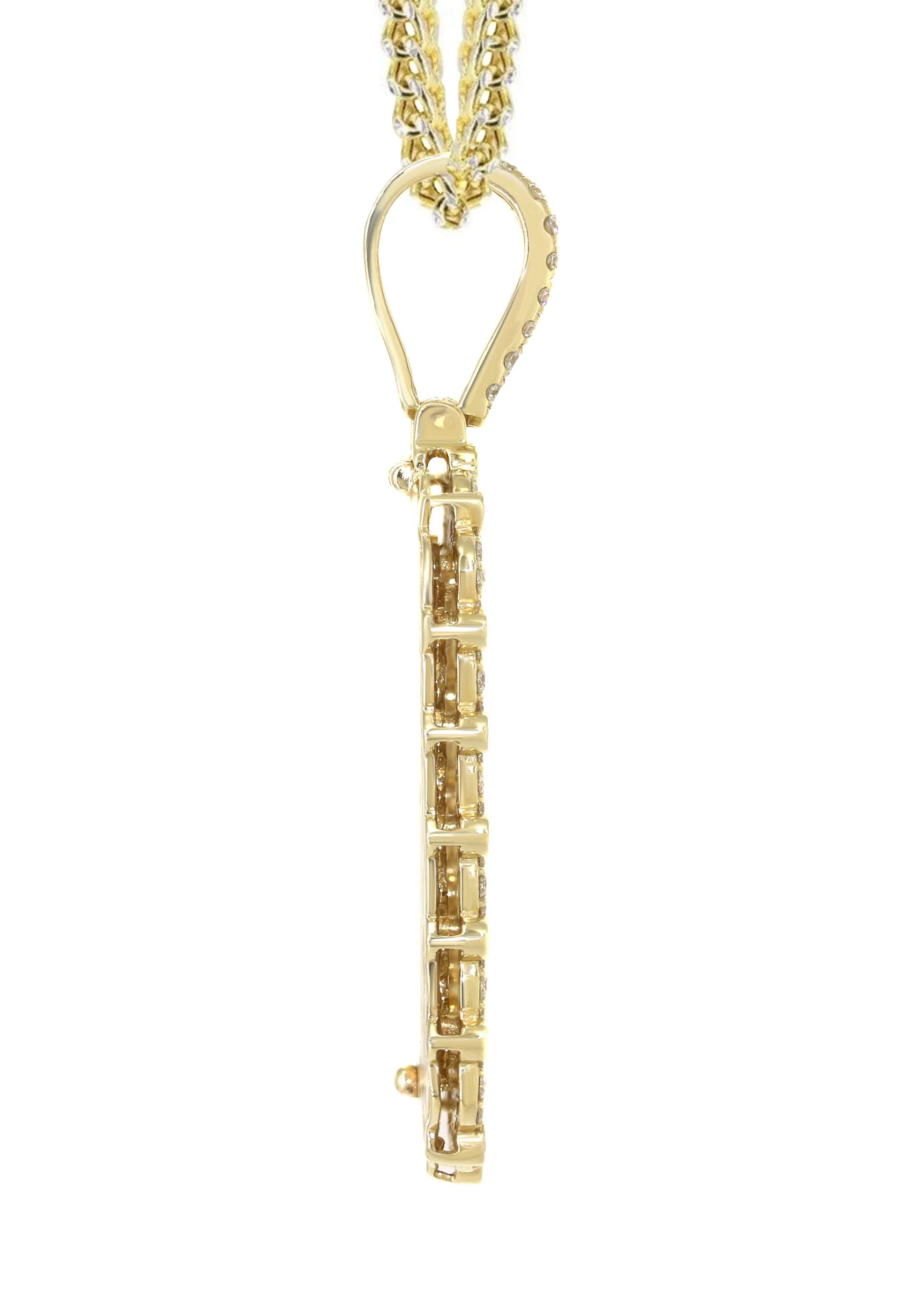 14K Yellow Gold Diamond Dog Tag Necklace | 2.76 Carats - Image 4