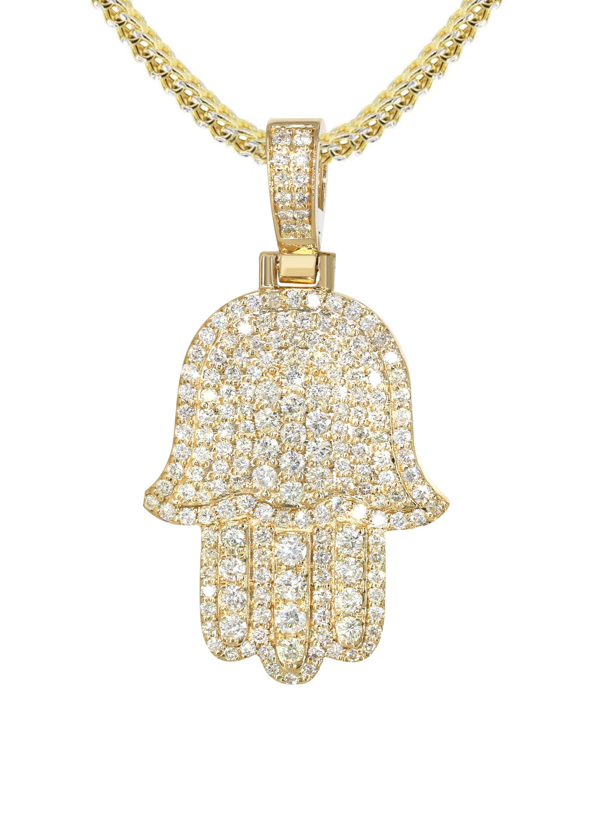 14K Yellow Gold Diamond Hamsa Necklace | 2.5 Carats - Image 2