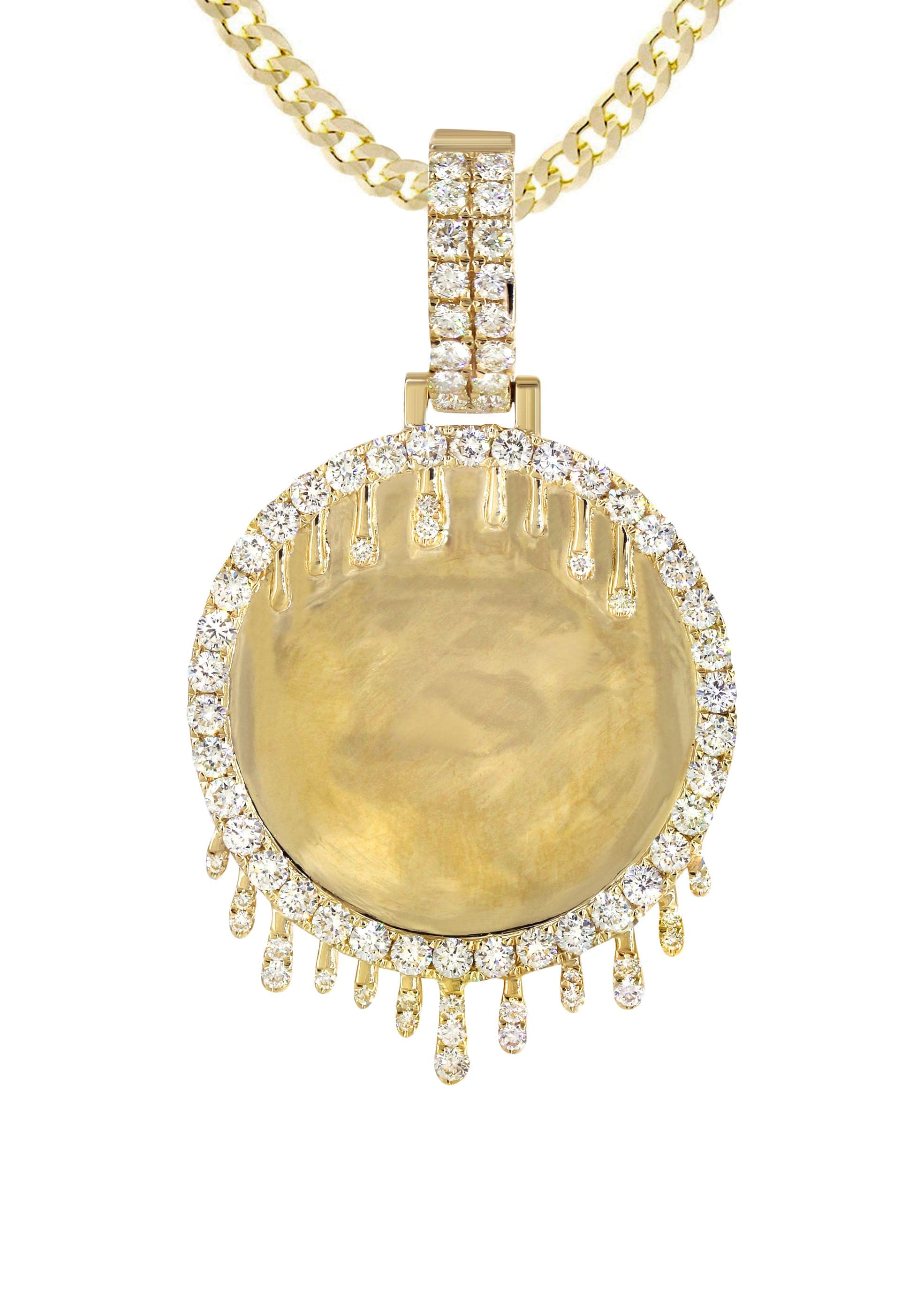 14K Yellow Gold Diamond Round Drip Picture Pendant Necklace | 2.5 Carats | Appx. 21.9 Grams - Image 2