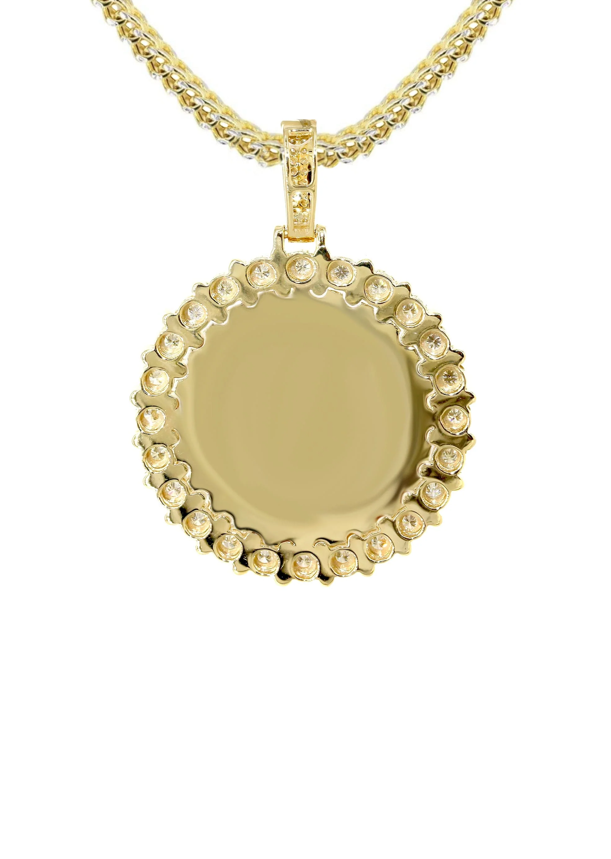 14K Yellow Gold Diamond Round Picture Pendant Necklace | 0.63 Carats | Appx. 16 Grams - Image 3